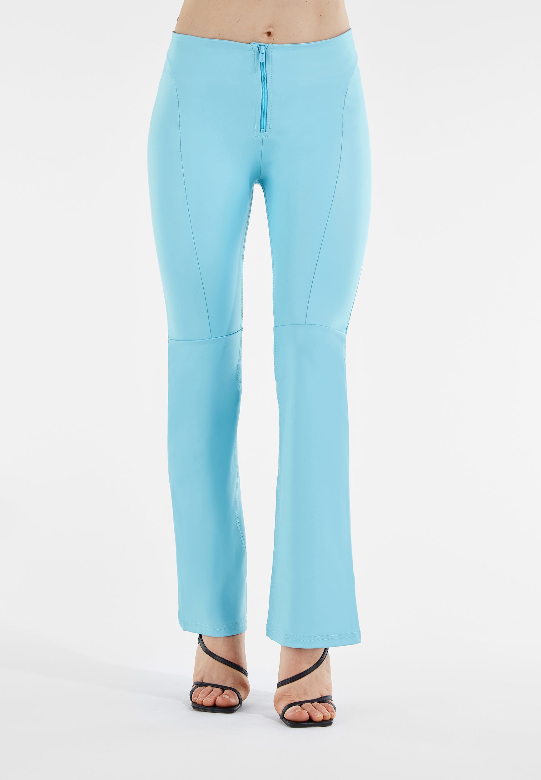 freddy-wr-up-pantaloni-similpelle-vita-alta-sagomata-flare-a-blocchi image 2