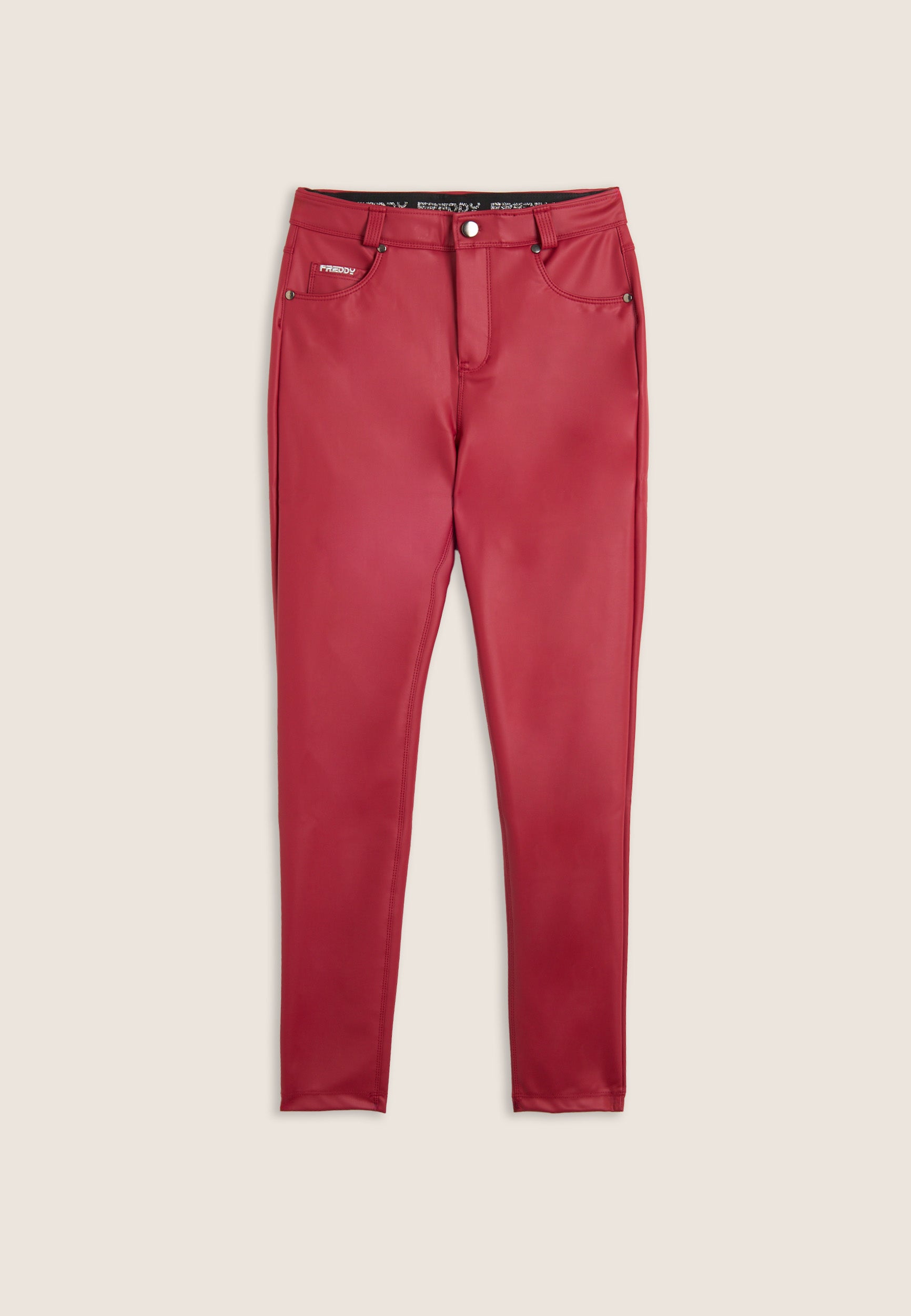 freddy-pantaloni-skinny-donna-in-similpelle-con-logo-ricamato image 4