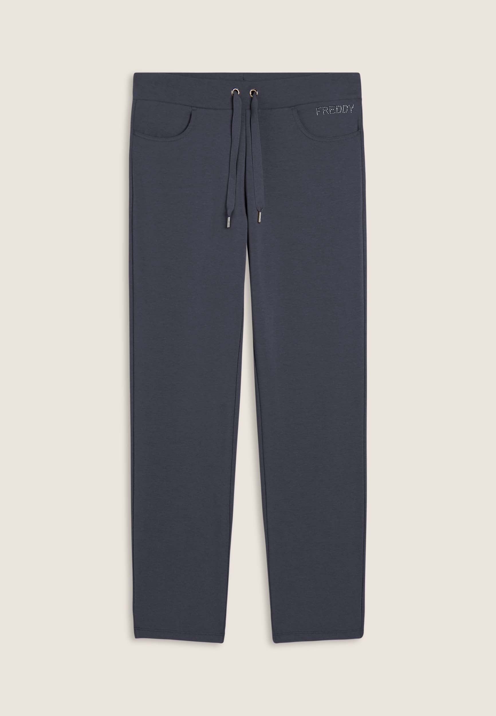 freddy-pantaloni-sportivi-donna-in-felpa-modal-con-tasche-interne-e-strass image 8