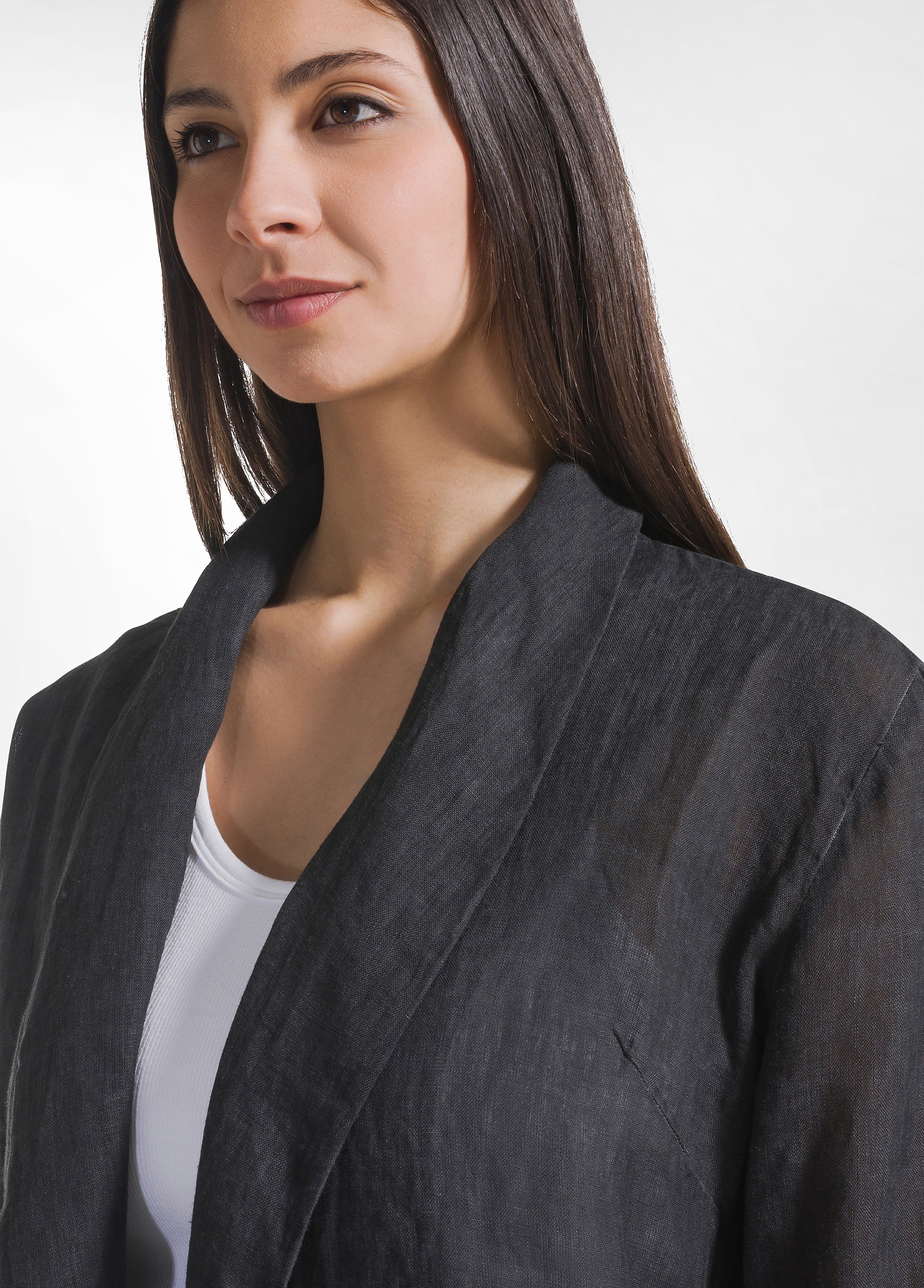 deha-blazer-in-lino-effetto-sfumato-nero image 3