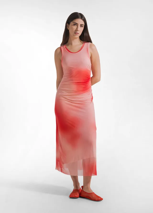deha-abito-lungo-in-tulle-allover-rosso image 1