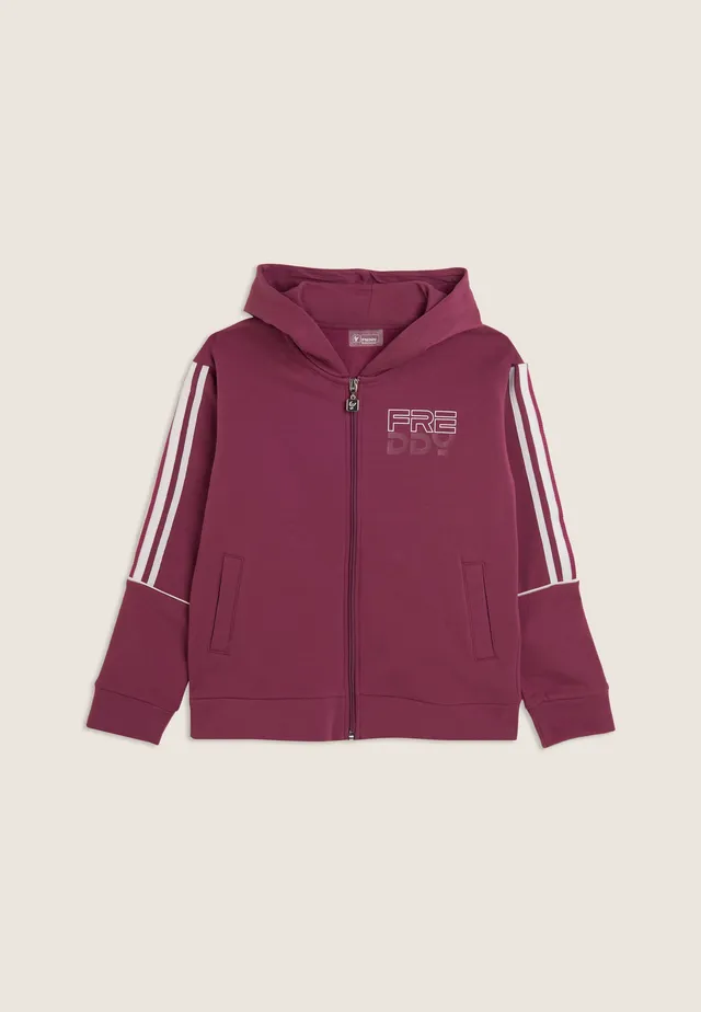 freddy-felpa-junior-oversize-con-zip-cappuccio-e-bande-a-contrasto image 1