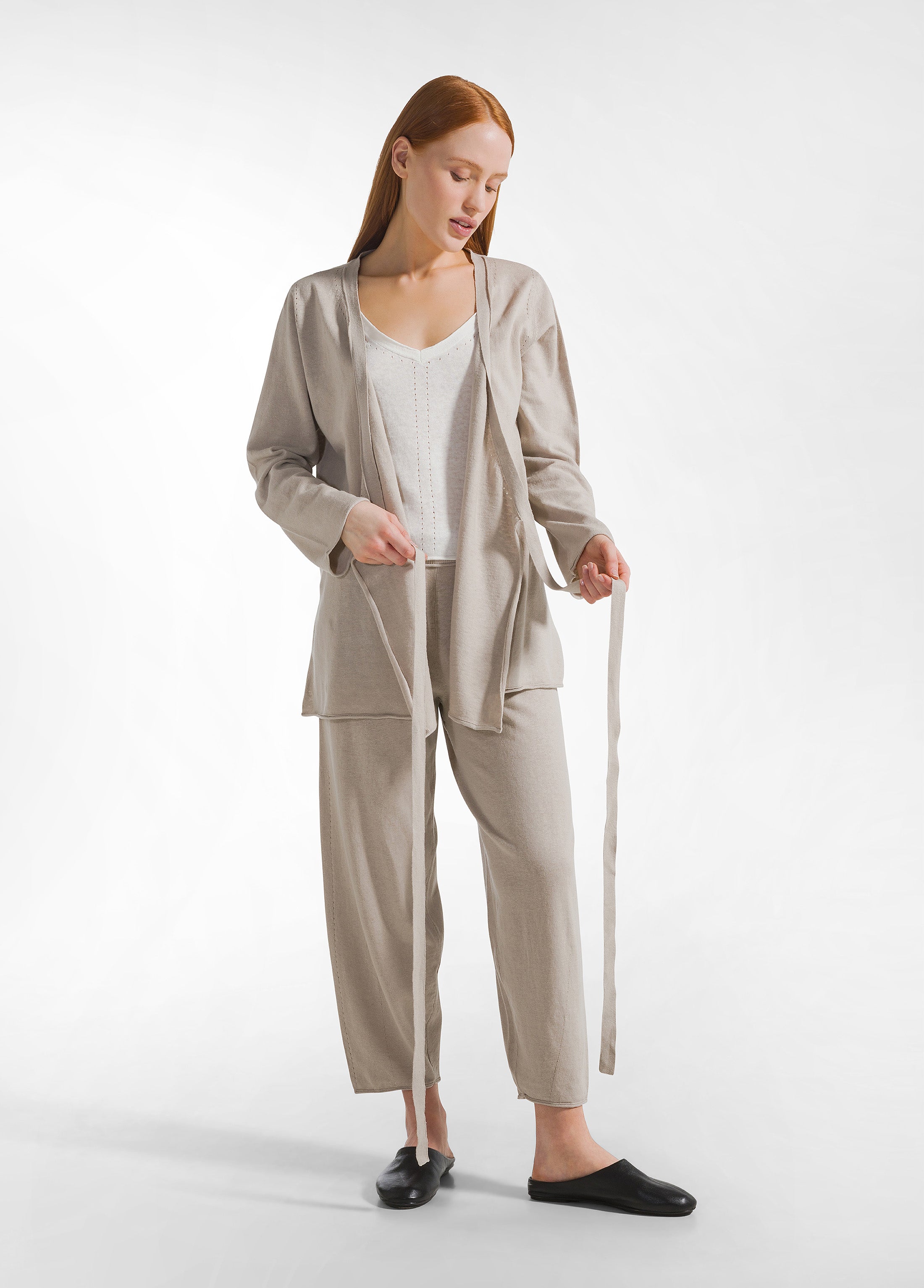 deha-top-in-maglia-lino-e-cotone-con-spalline-bianco image 4