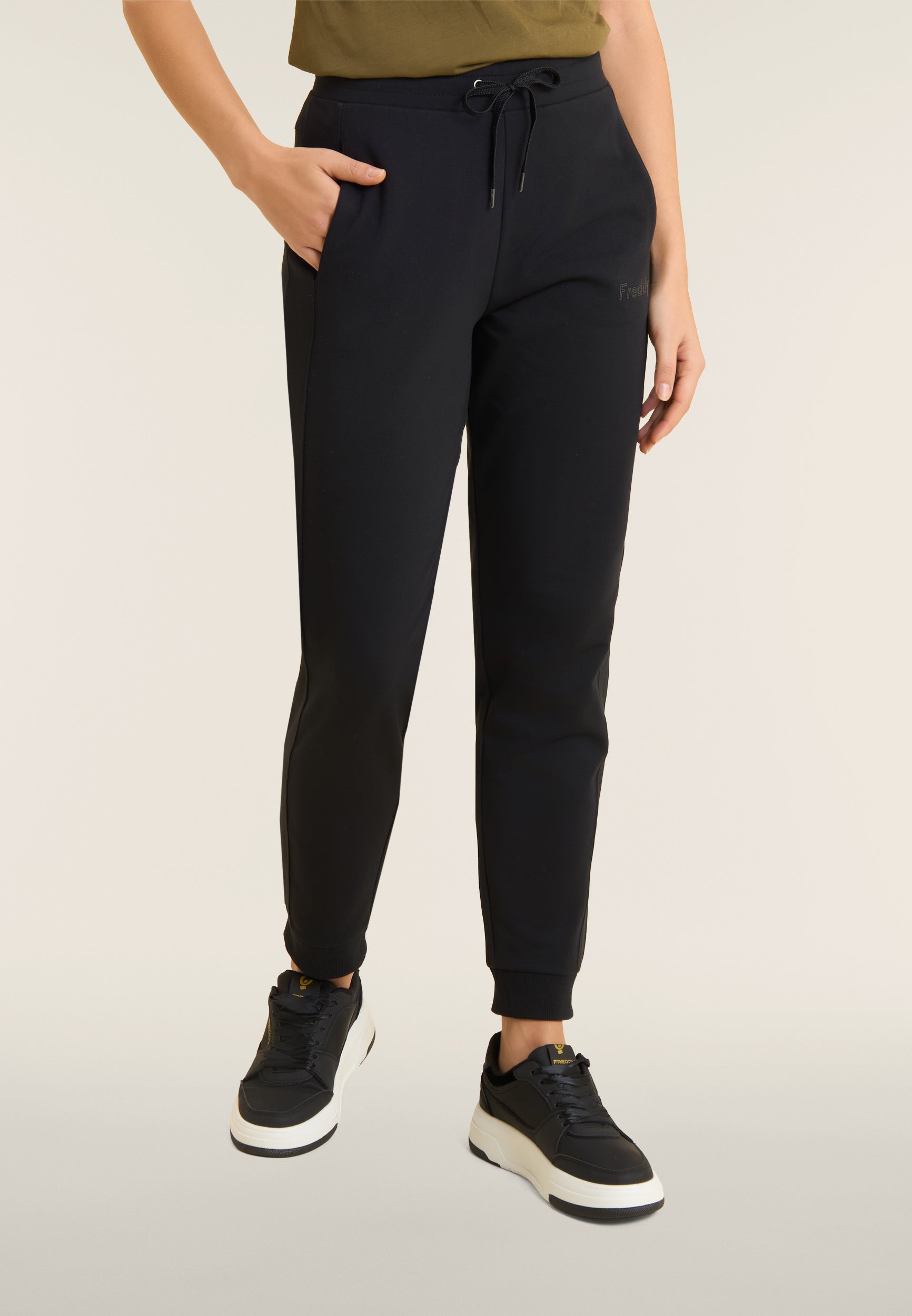 freddy-pantaloni-jogger-donna-regular-fit-fondo-a-polsino-felpa-garzata image 1