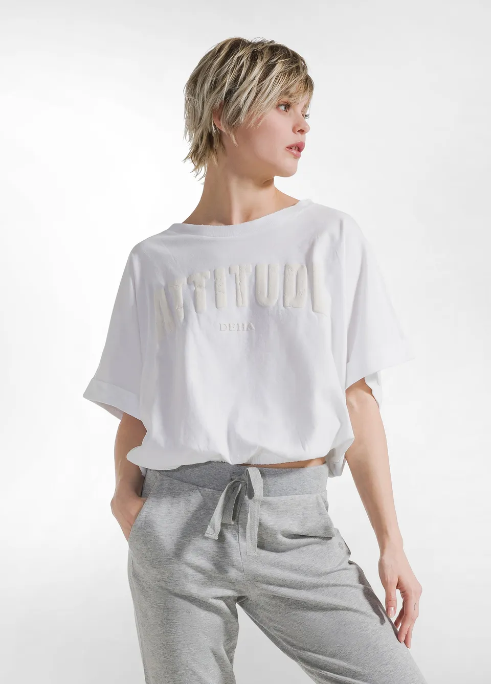 deha-c22082-t-shirt-ampia-effetto-sfumato-bianco image 1
