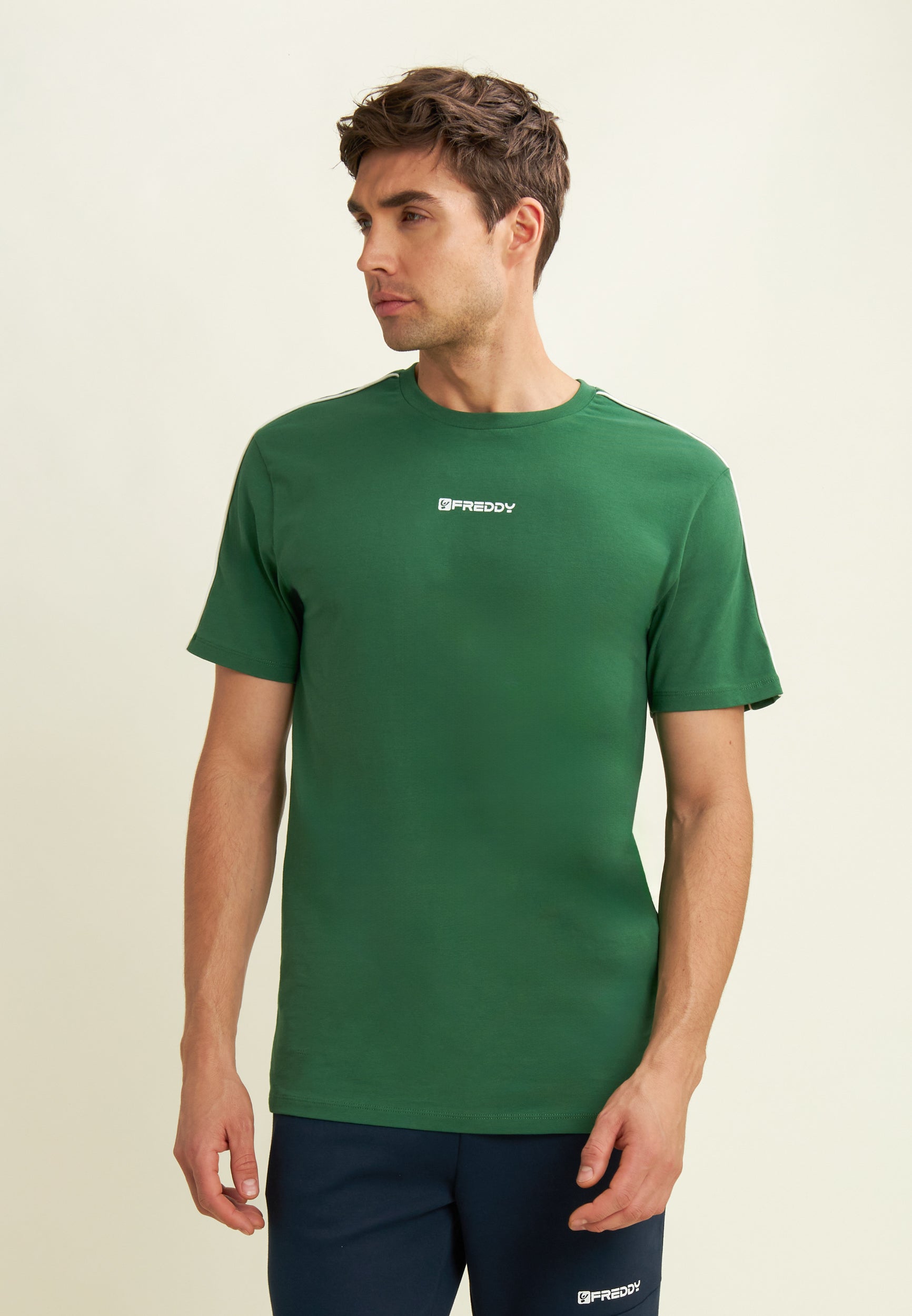 freddy-t-shirt-uomo-in-jersey-stretch-cotone-con-cuciture-in-contrasto image 1