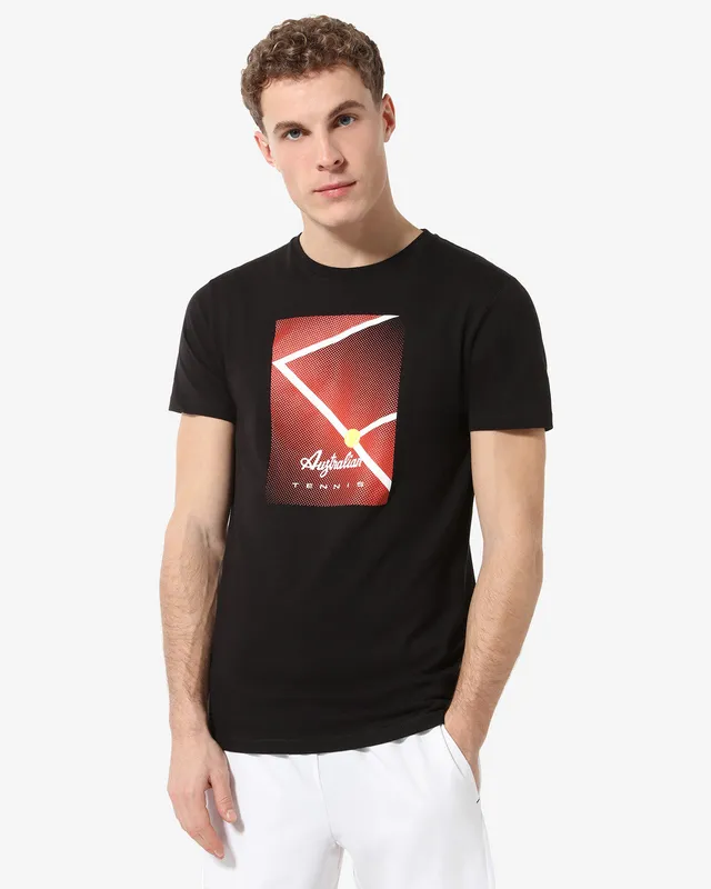 australian-court-t-shirt-tennis-nera-t-shirt-cotone-stampa-petto image 1