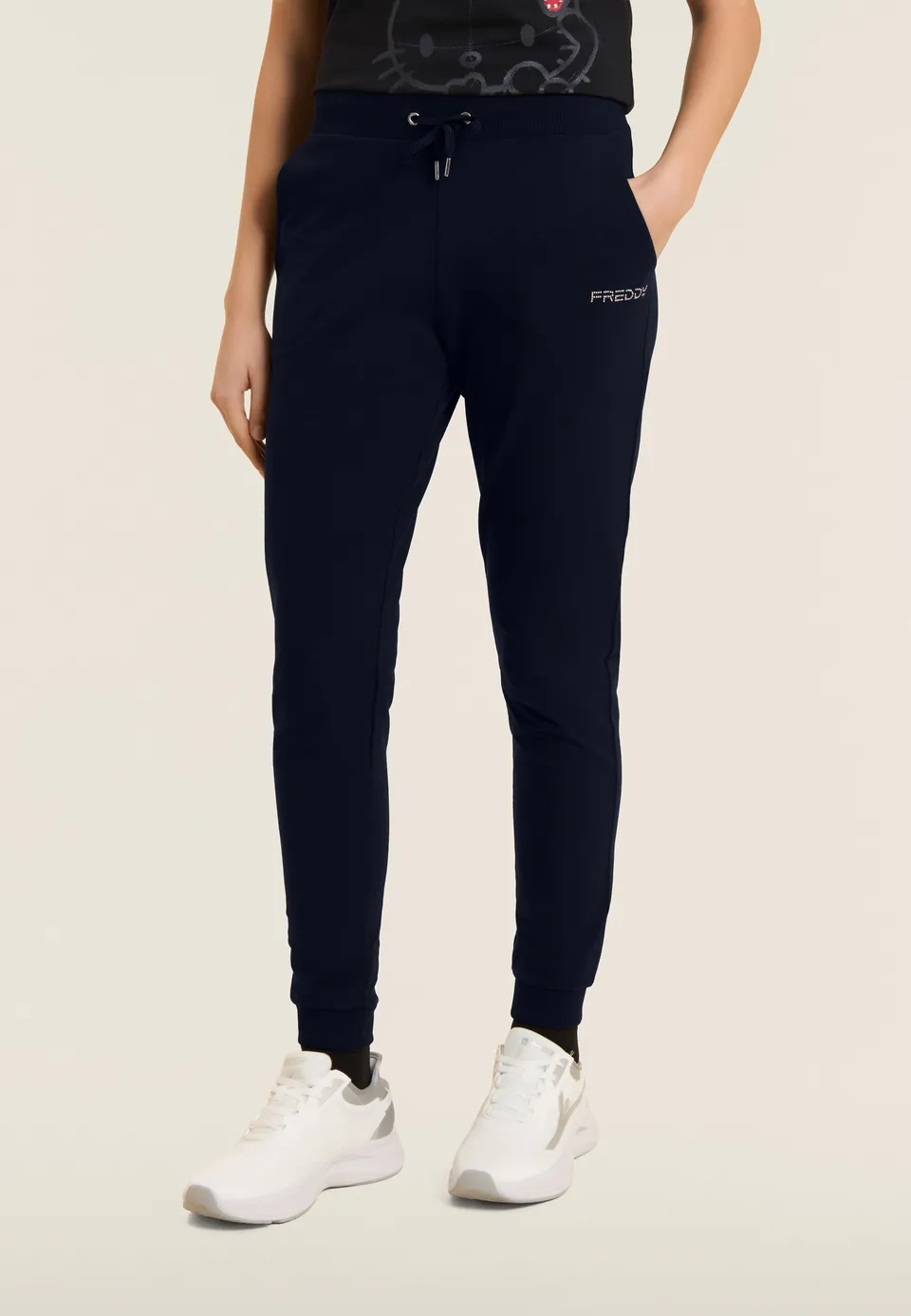 freddy-pantaloni-sportivi-con-polsini-e-vita-in-costina image 1