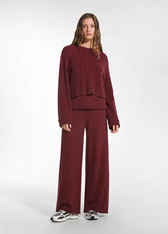 deha-pantaloni-d52716-in-lana-leggera-gamba-ampia-rosso image 1