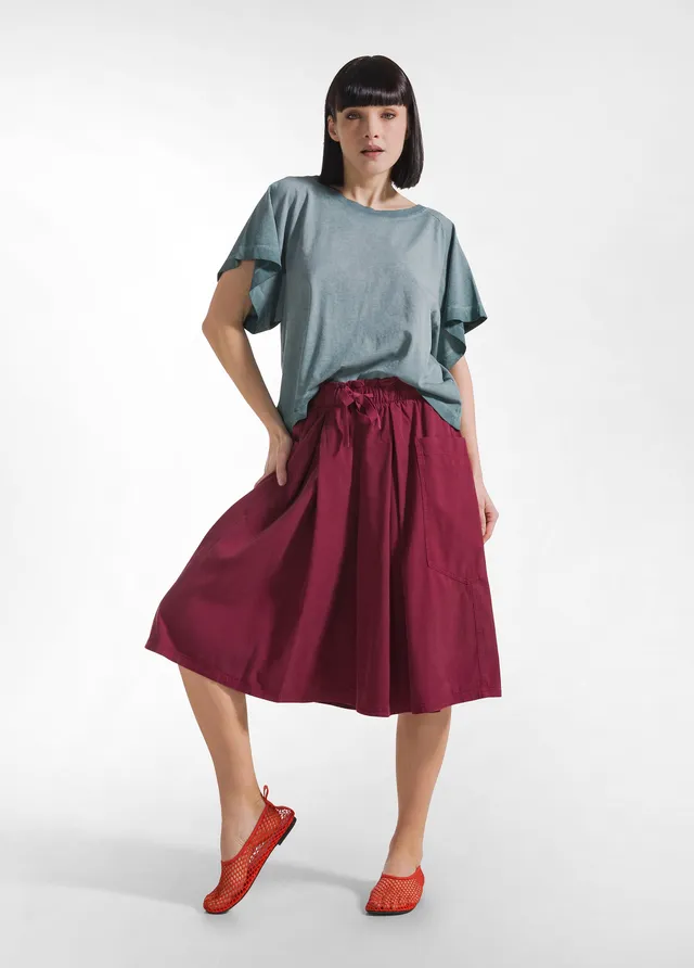 deha-gonna-pantalone-plissettata-in-twill-di-lyocell-rosso image 1