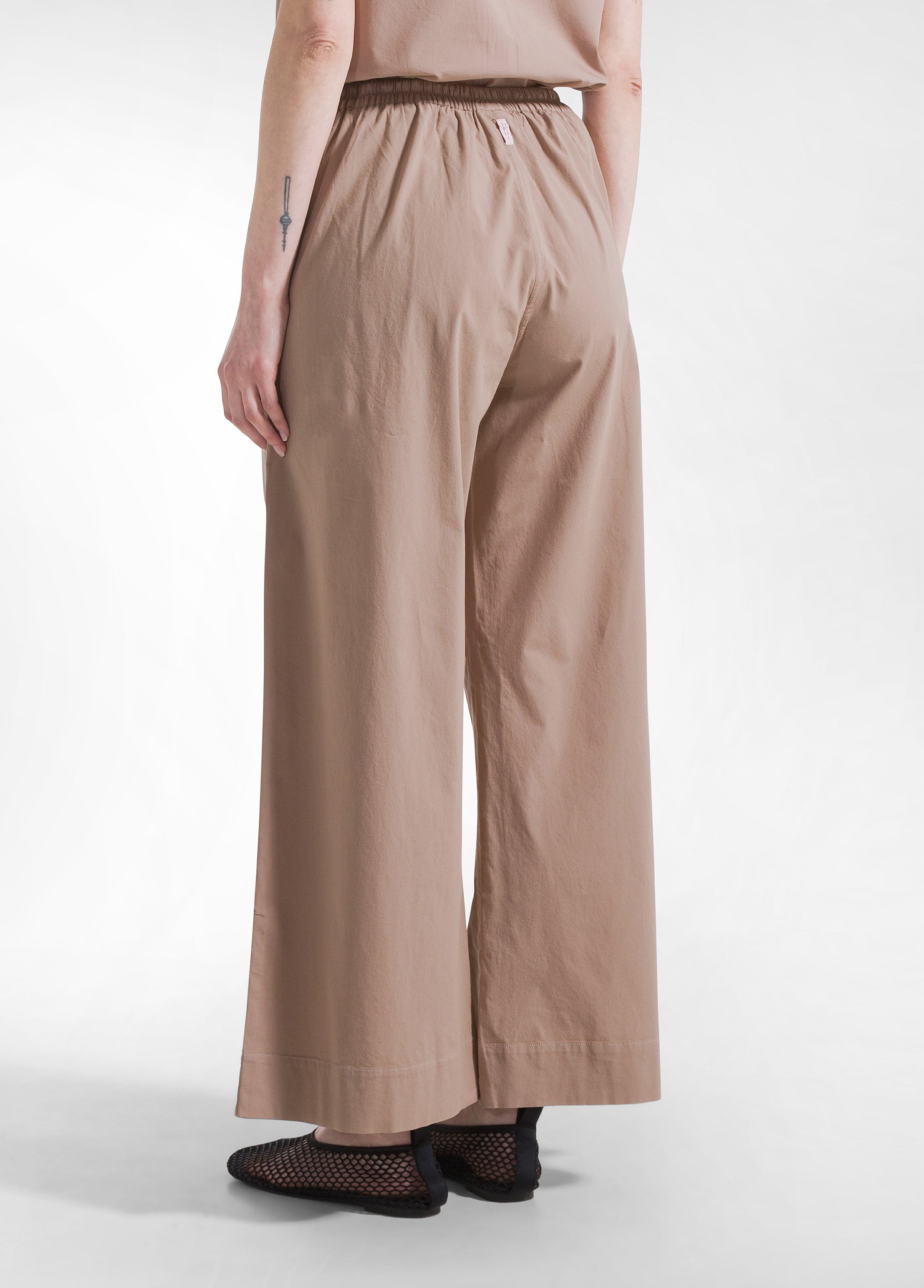 deha-pantaloni-in-popeline-elasticizzato-marroni image 3