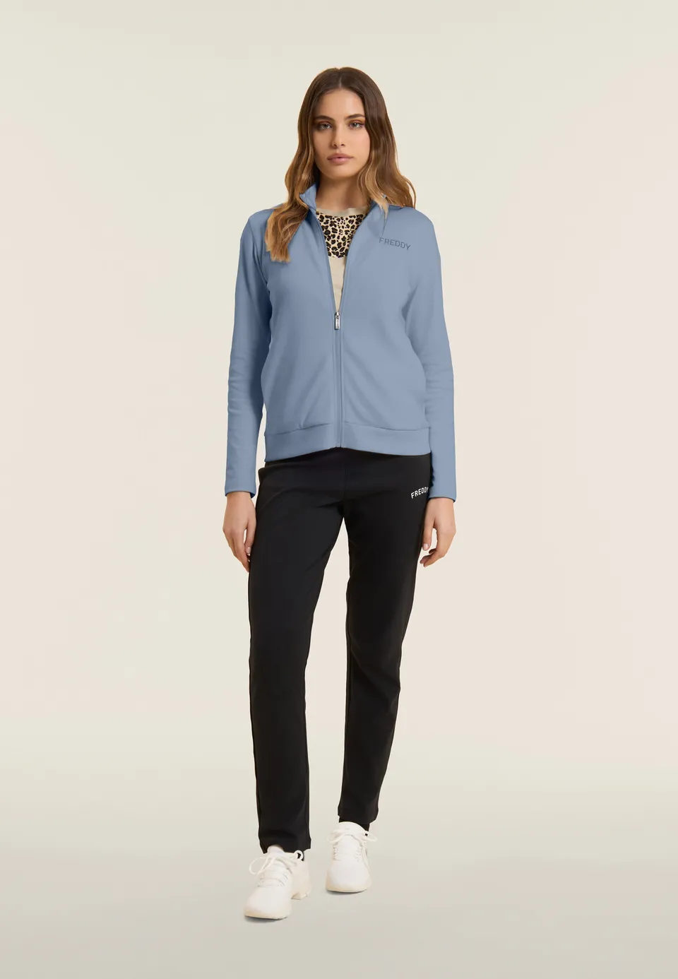 freddy-tuta-con-zip-e-collo-alto-logo-con-strass-tuta-donna-in-interlock-100-cot image 1
