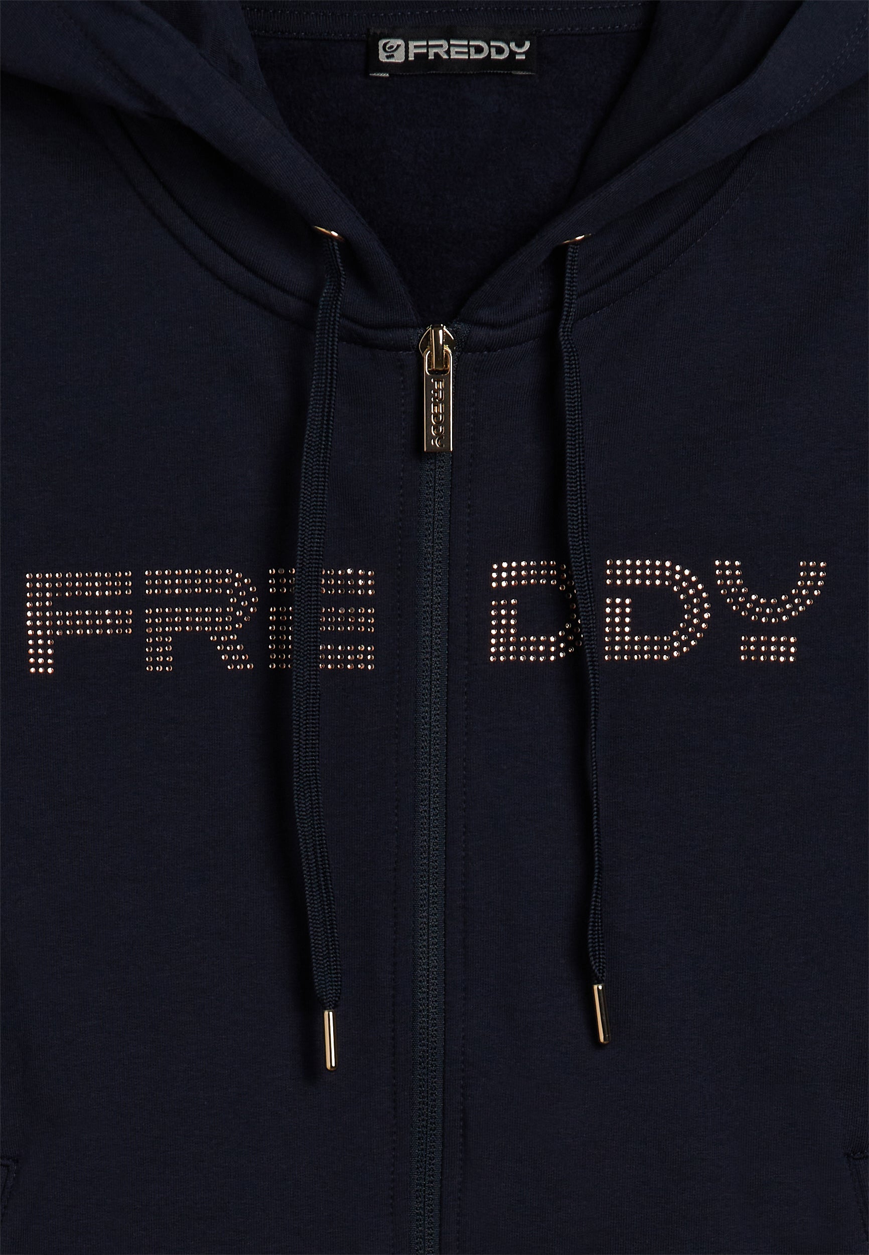 freddy-felpa-donna-con-zip-cappuccio-e-banda-logata-strass image 7