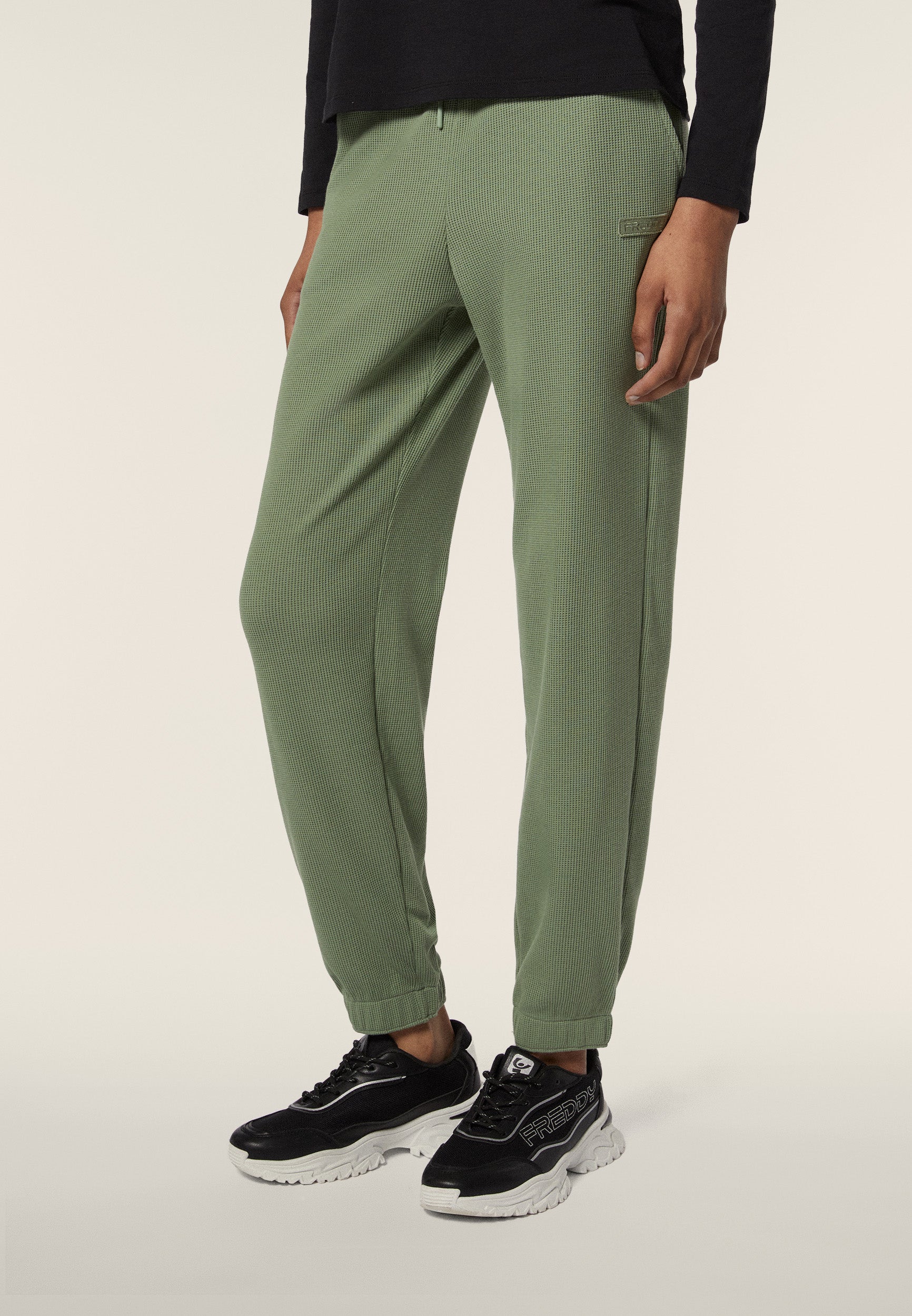 freddy-pantaloni-joggers-donna-in-jersey-waffle-con-elastico image 1