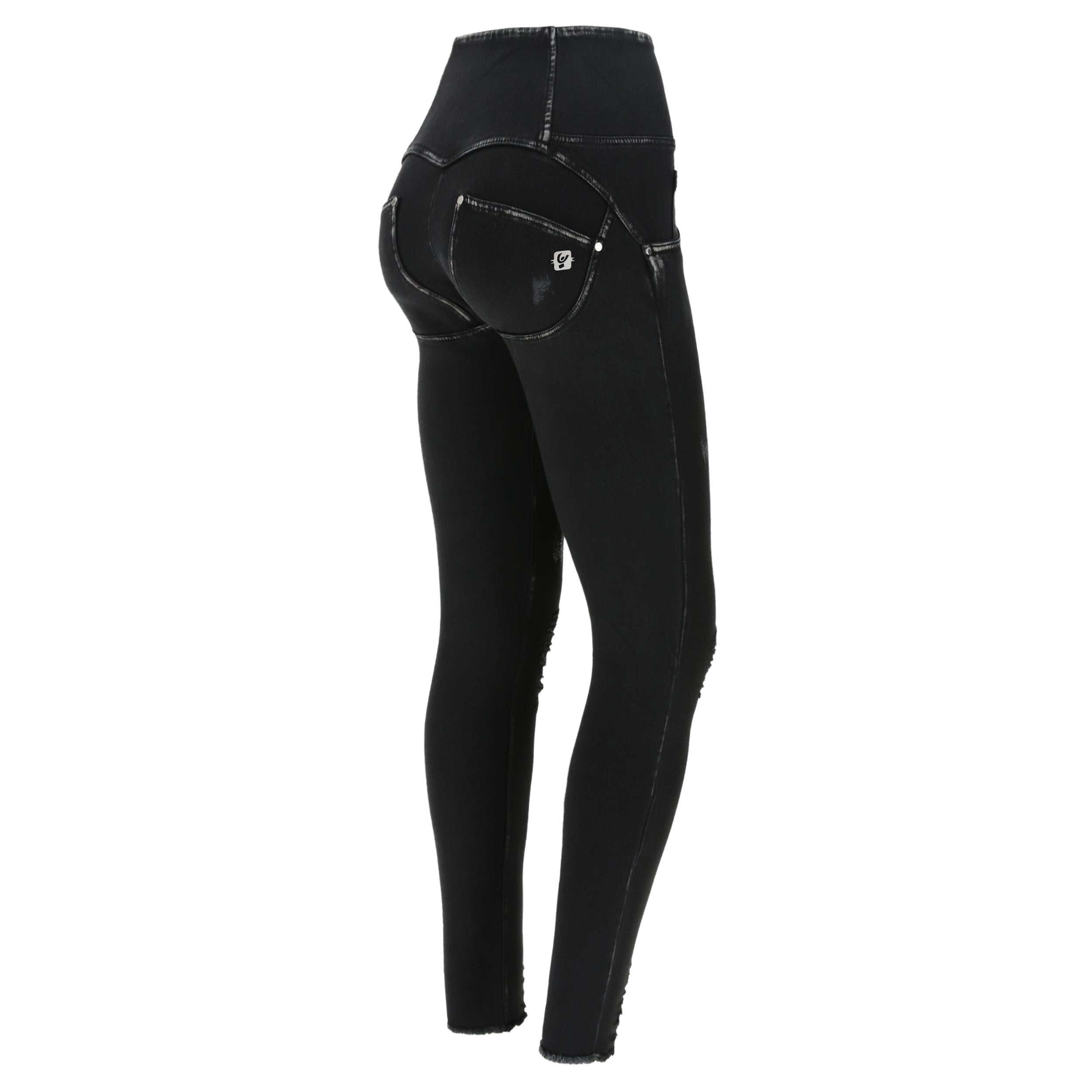 freddy-jeans-wr-up-vita-alta-eco-denim-navetta-nero-spalmato-con-strappi image 7