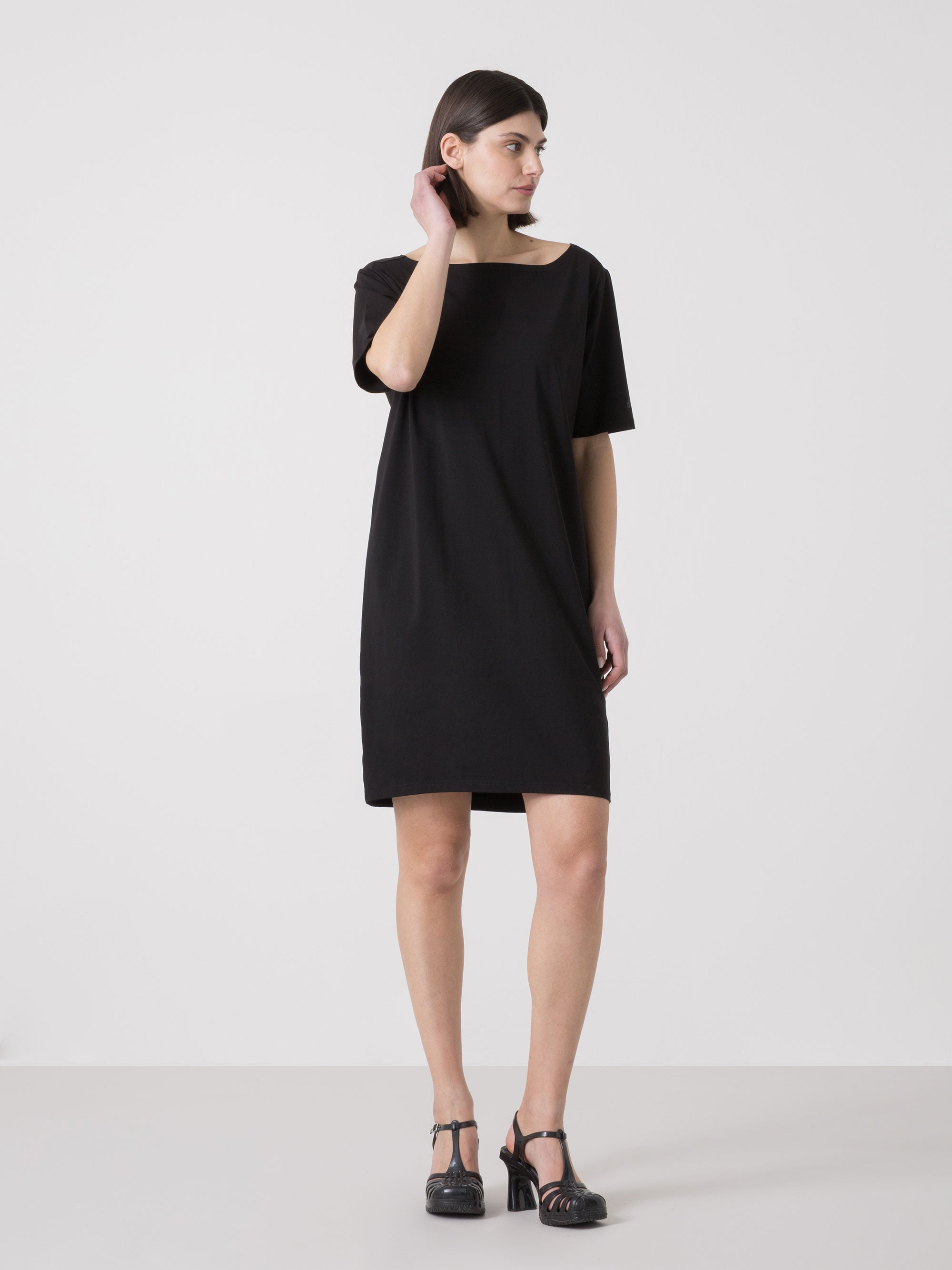 dimensione-danza-abito-donna-in-modal-jersey-stretch-scollo-a-barca-con-nodo-ret image 1
