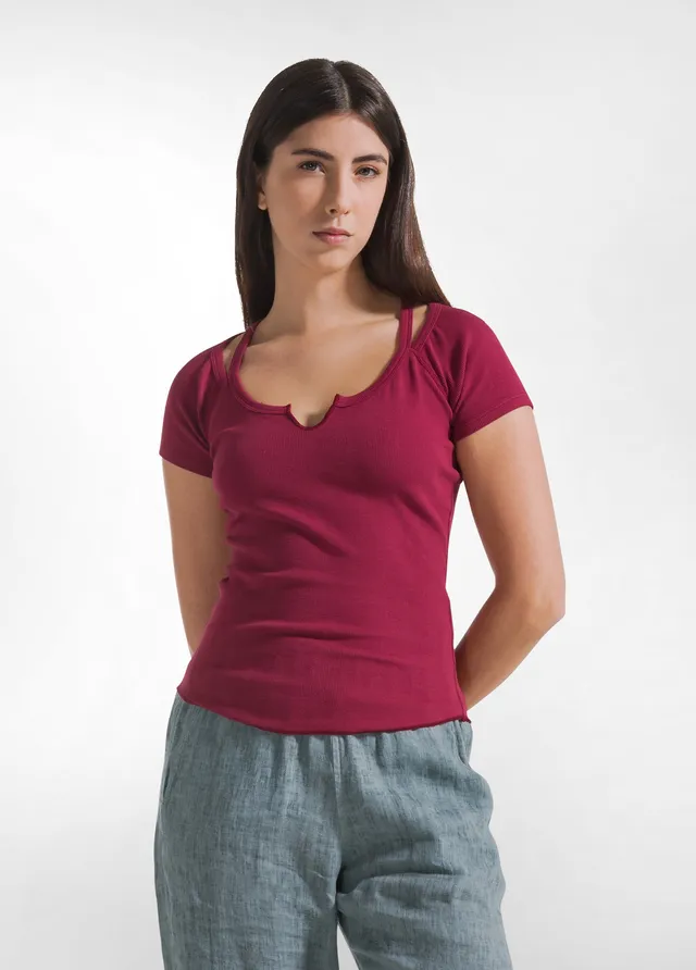 deha-t-shirt-aderente-in-costina-rosso image 1