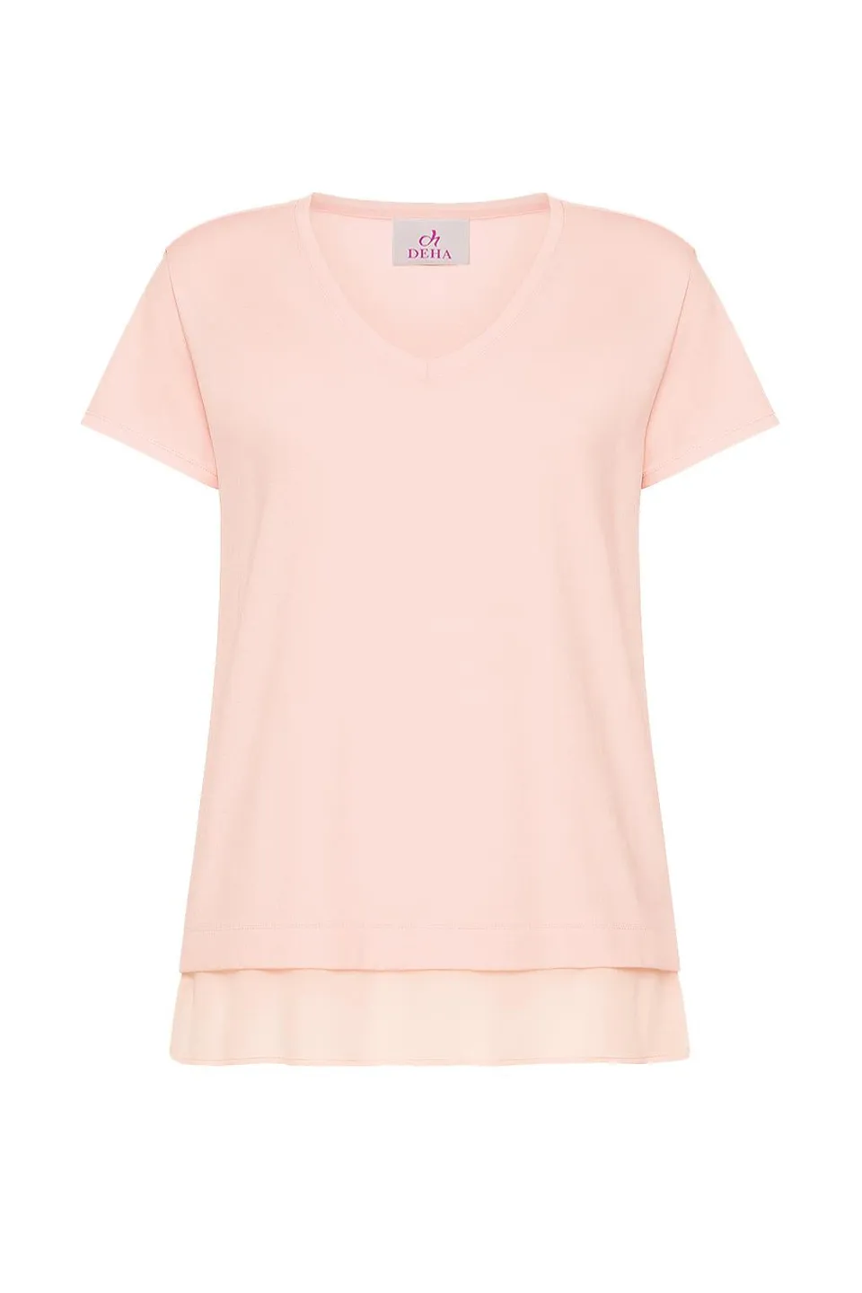 deha-t-shirt-in-cotone-con-dettagli-in-seta-rosa image 1