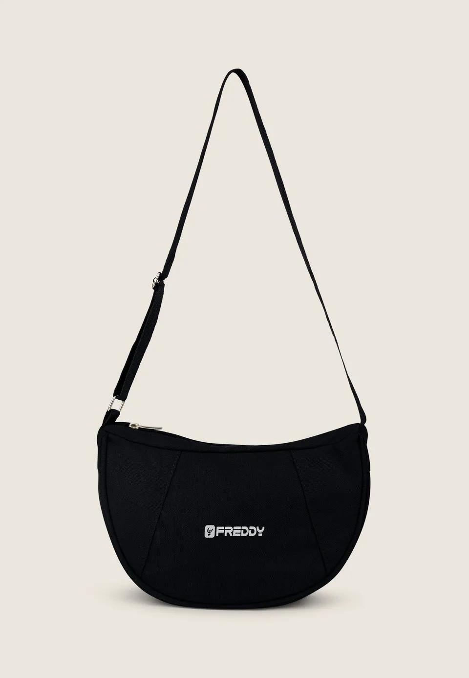 freddy-borsa-a-spalla-mezzaluna-canvas-30x10x20-cm-con-zip image 1