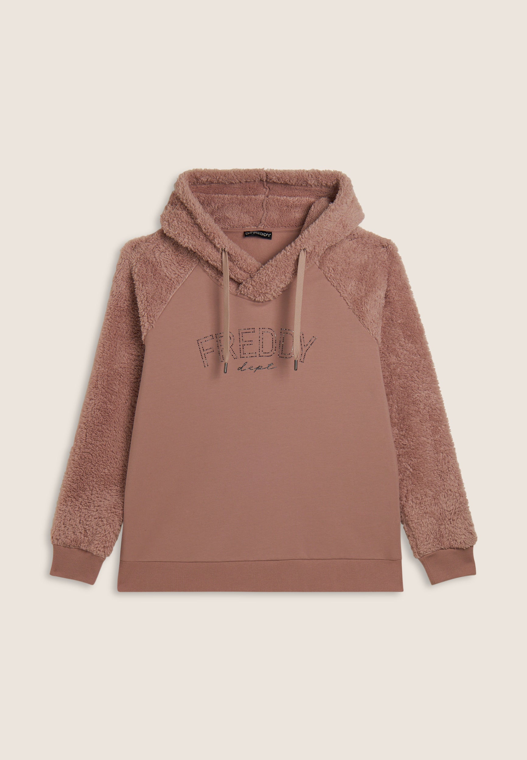 freddy-felpa-con-cappuccio-incrociato-e-maniche-in-sherpa-donna image 5