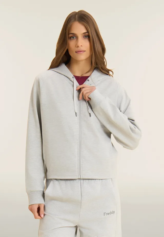 freddy-felpa-boxy-cropped-m-lange-donna-con-zip-e-cappuccio image 1