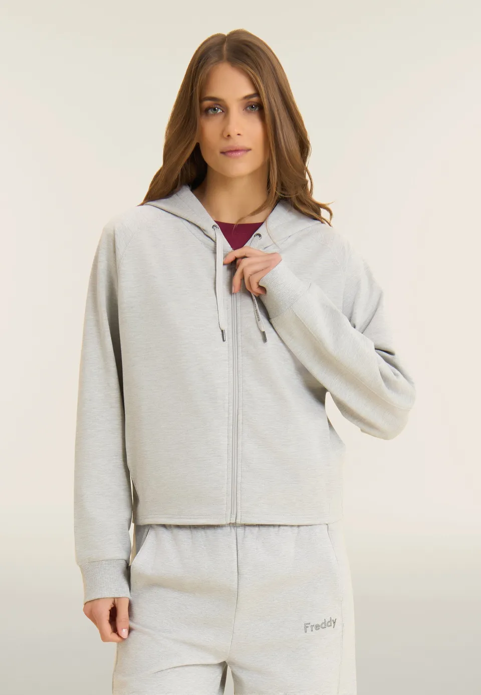 freddy-felpa-boxy-cropped-m-lange-donna-con-zip-e-cappuccio image 1