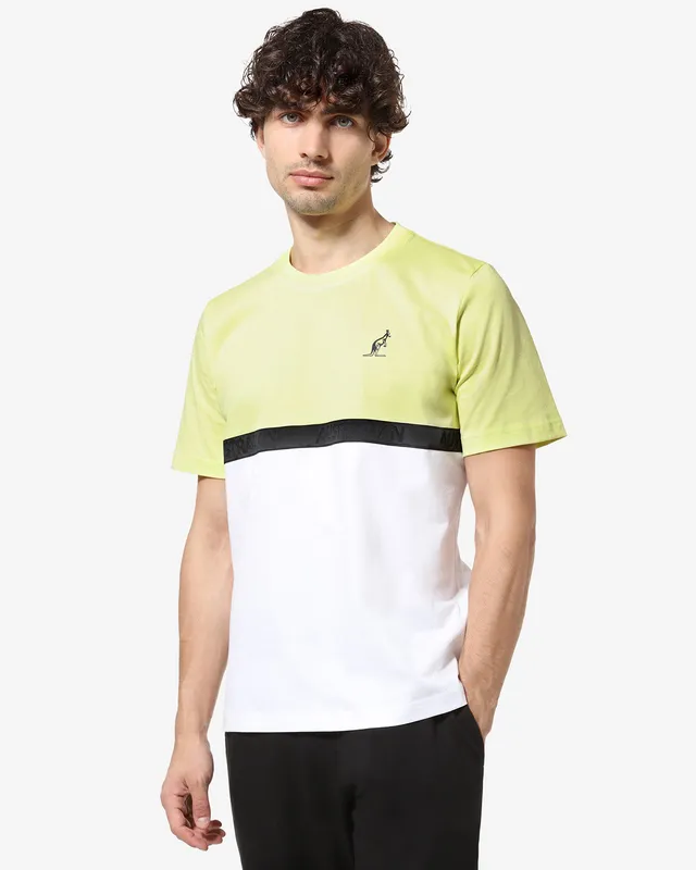 australian-color-block-t-shirt-lime-cotone-regular-fit-logo-rifrangente image 1