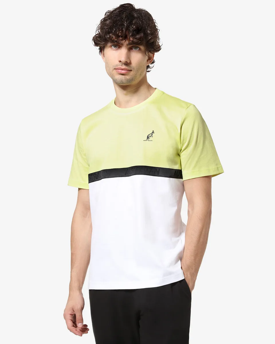australian-color-block-t-shirt-lime-cotone-regular-fit-logo-rifrangente image 1