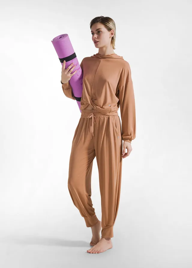 deha-pantalone-jogger-in-jersey-modal-marrone image 1