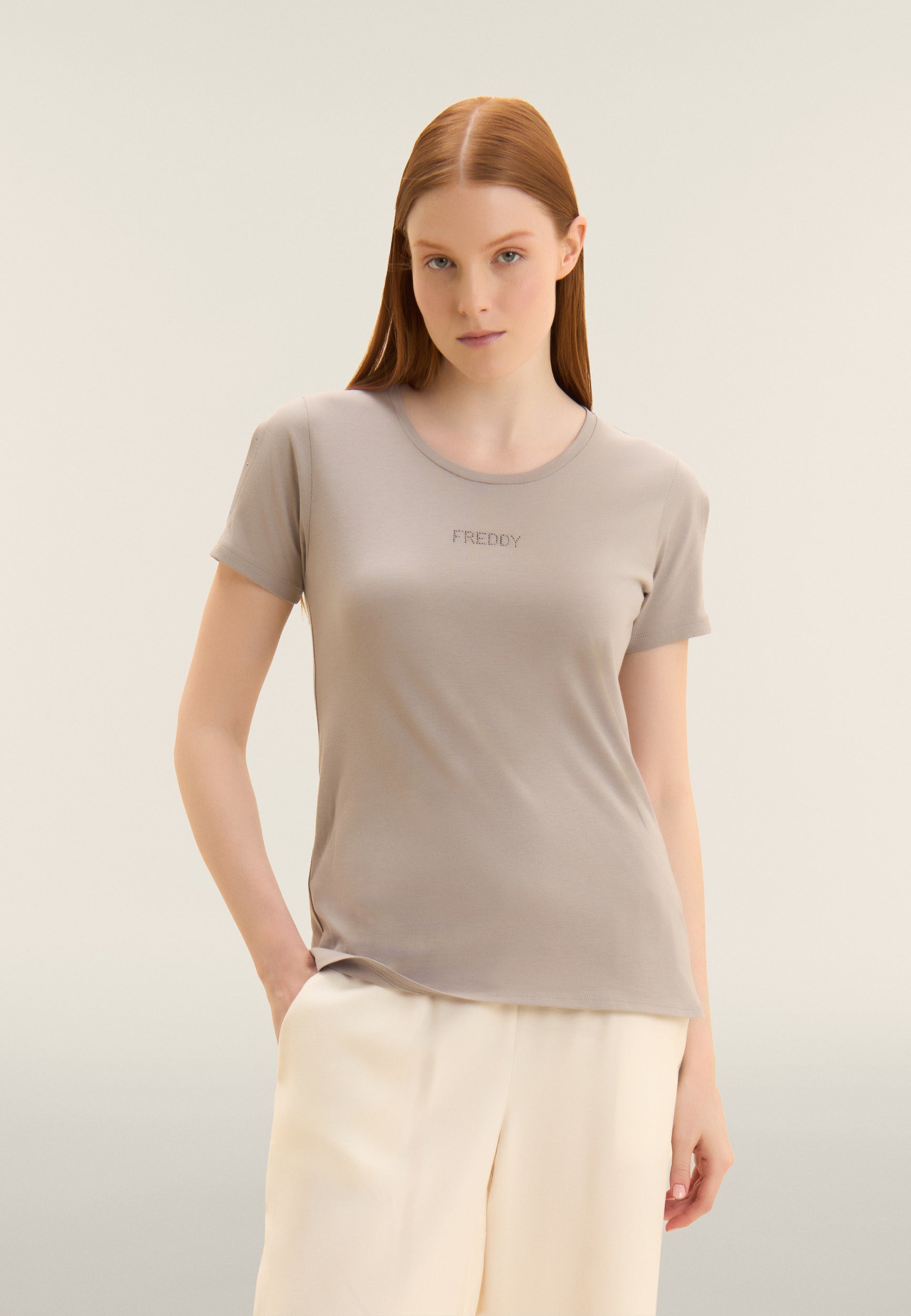 freddy-t-shirt-manica-corta-cut-out-strass-logo image 1