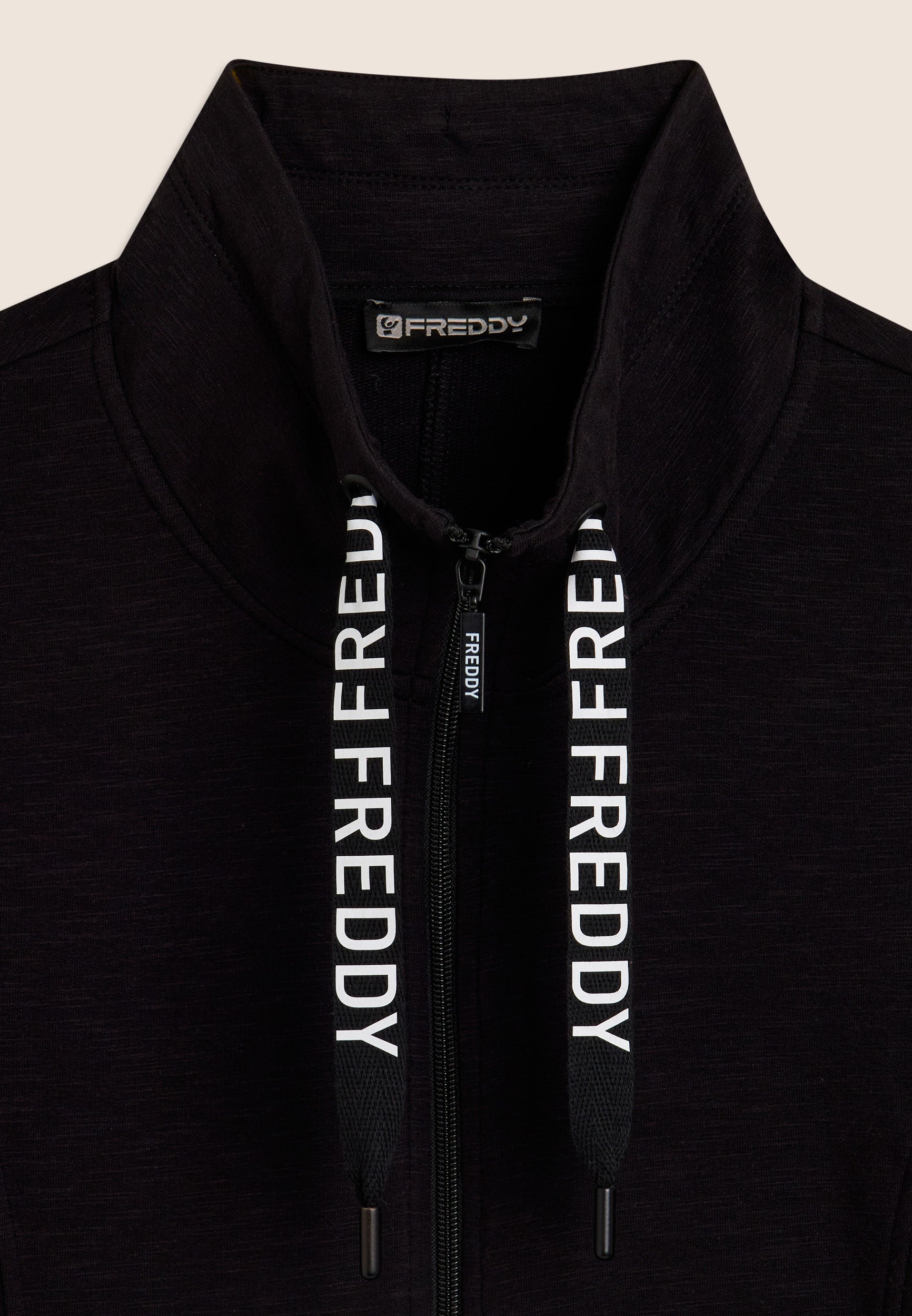 freddy-felpa-tessuto-fiammato-collo-alto-zip-coulisse-slim image 7