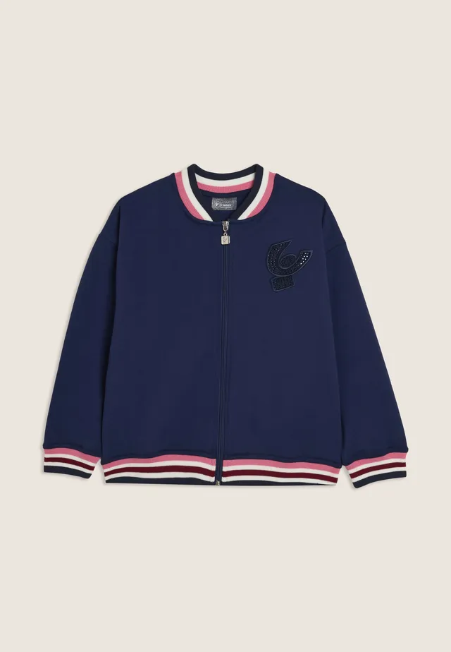 freddy-felpa-junior-stile-bomber-con-dettagli-multicolore-e-strass image 1