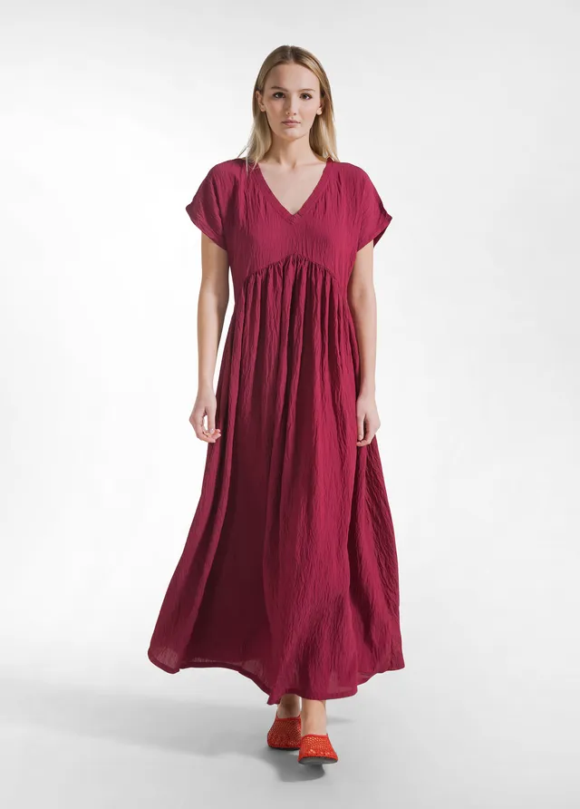 deha-abito-lungo-in-viscosa-crinkle-rosso-abito-estivo-donna image 1