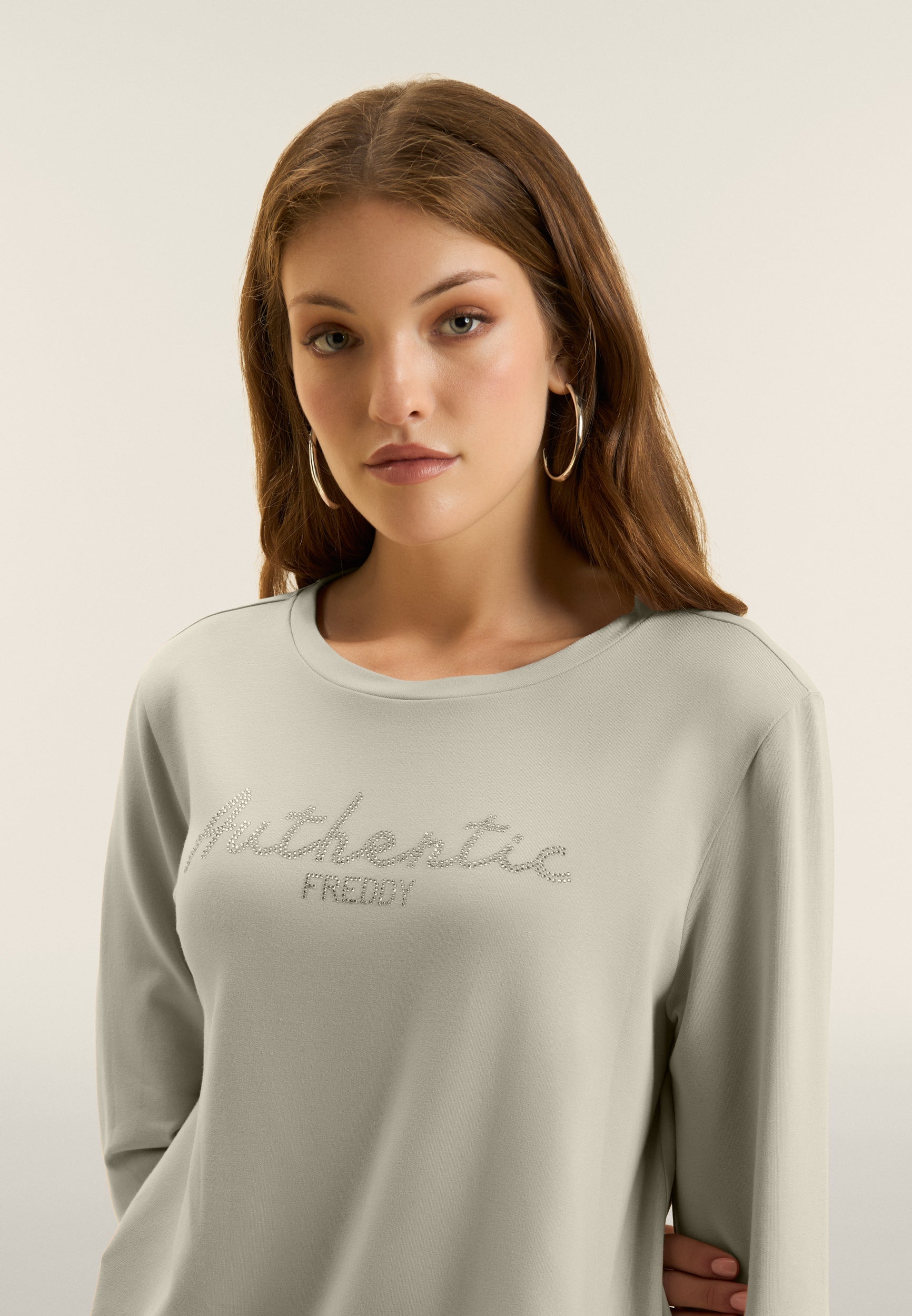 freddy-felpa-comfort-fit-authentic-con-strass-girocollo image 4