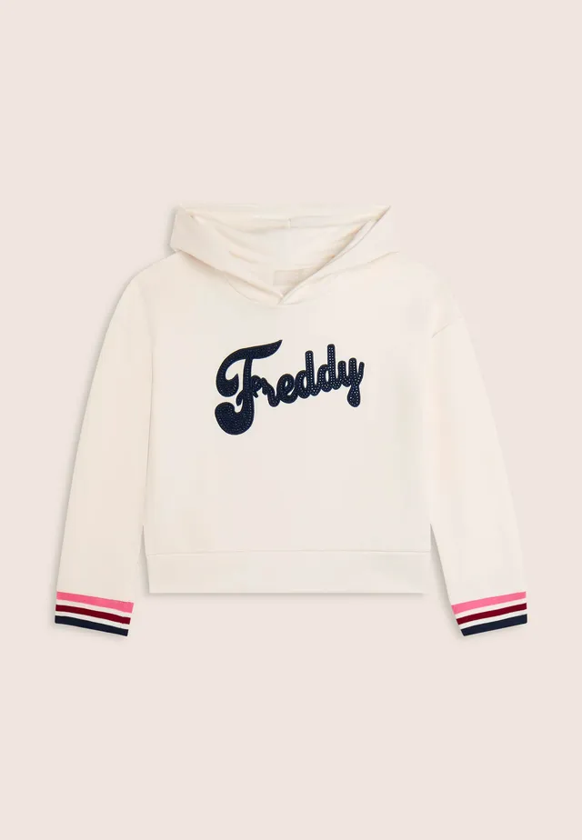 freddy-felpa-bambina-con-cappuccio-e-logo-con-strass image 1
