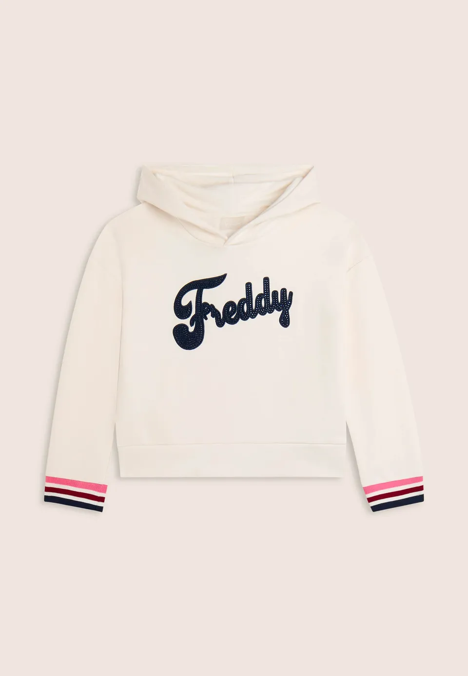 freddy-felpa-bambina-con-cappuccio-e-logo-con-strass image 1