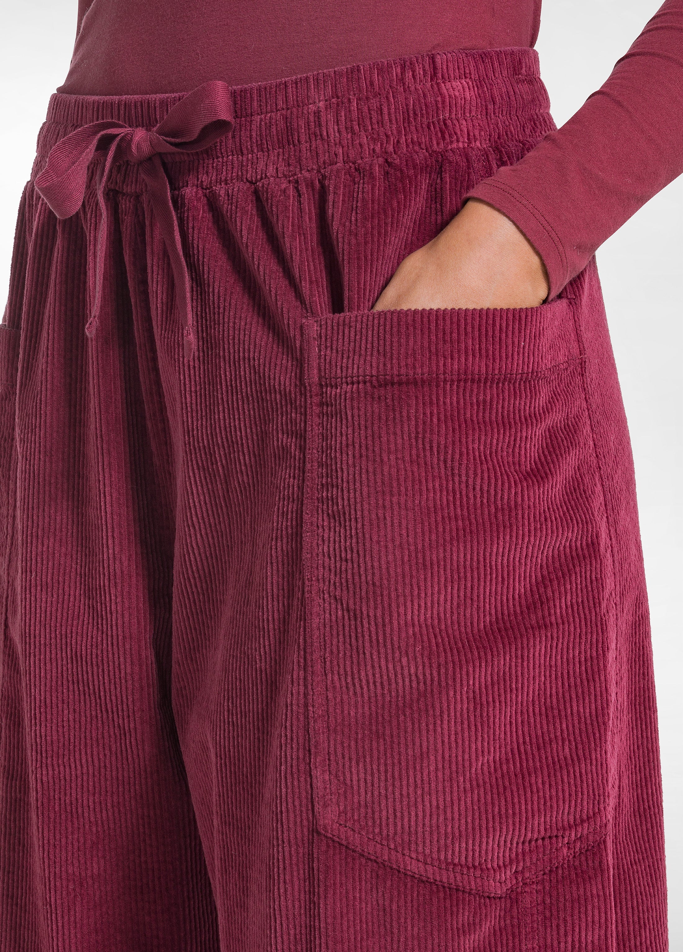 deha-pantalone-balloon-in-velluto-mille-righe-rosso image 4