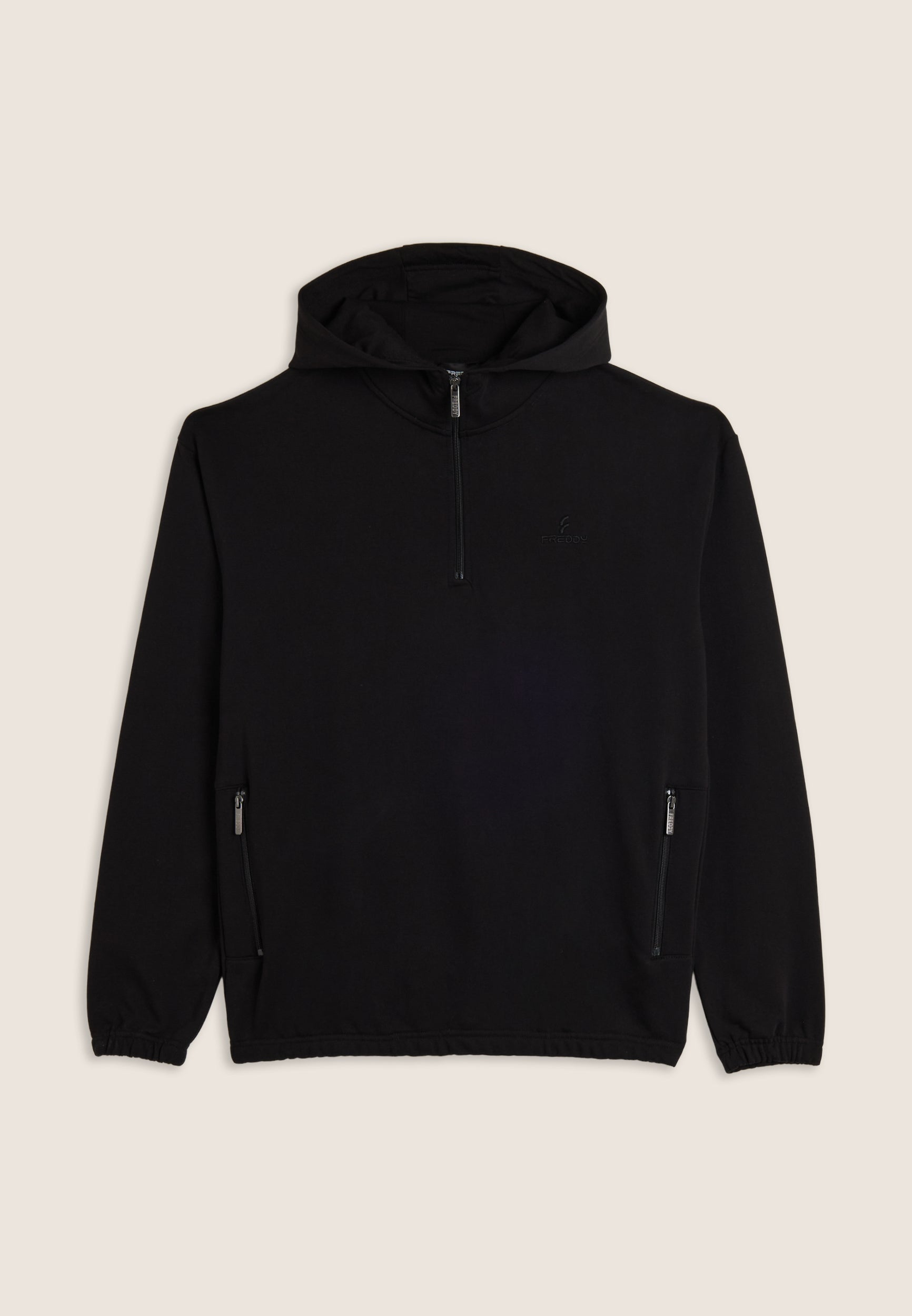 freddy-felpa-donna-con-mezza-zip-e-cappuccio-regolabile-in-cotone image 1