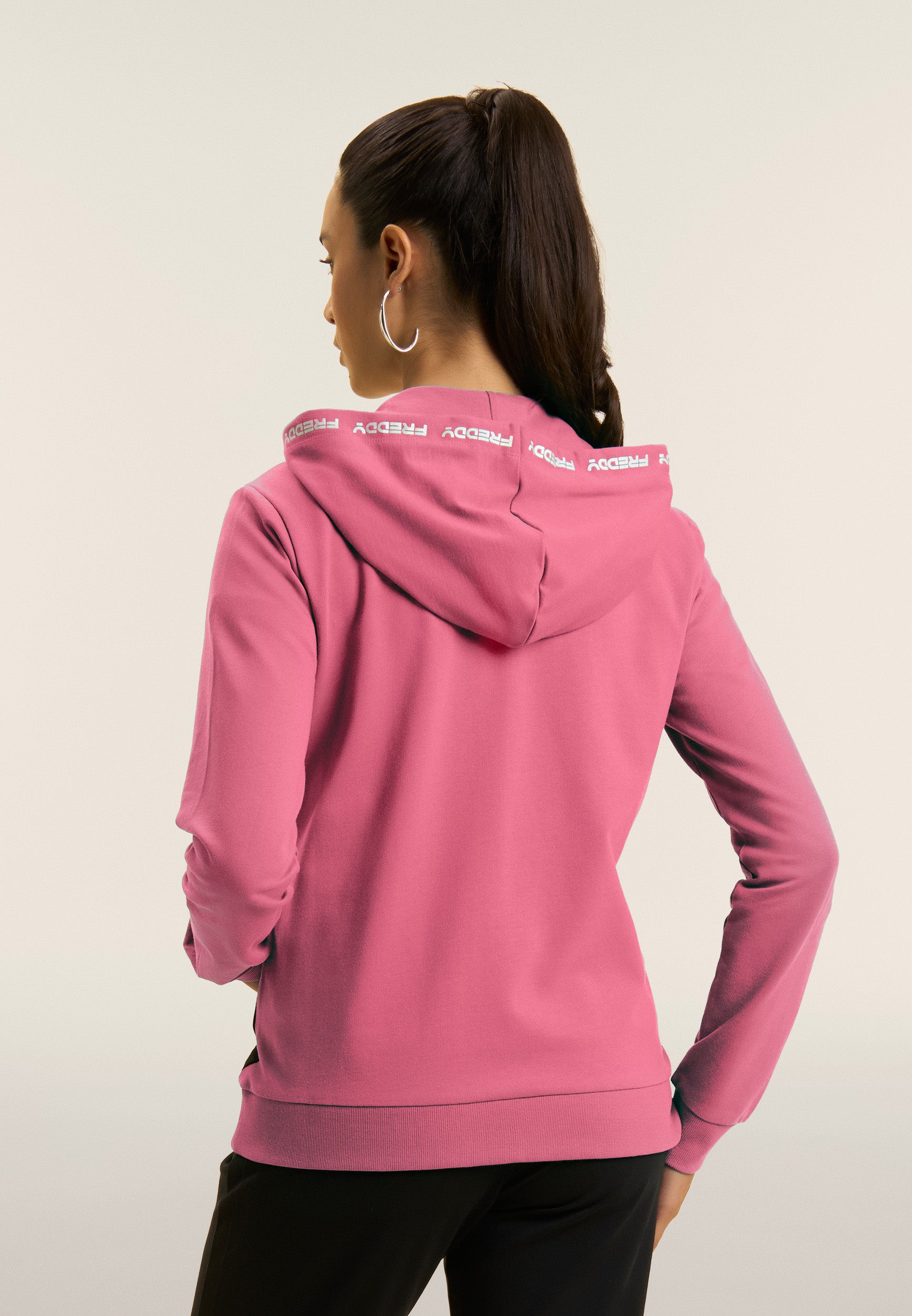 freddy-tuta-con-zip-e-cappuccio-in-interlock-di-cotone-con-inserti-a-contrasto image 3