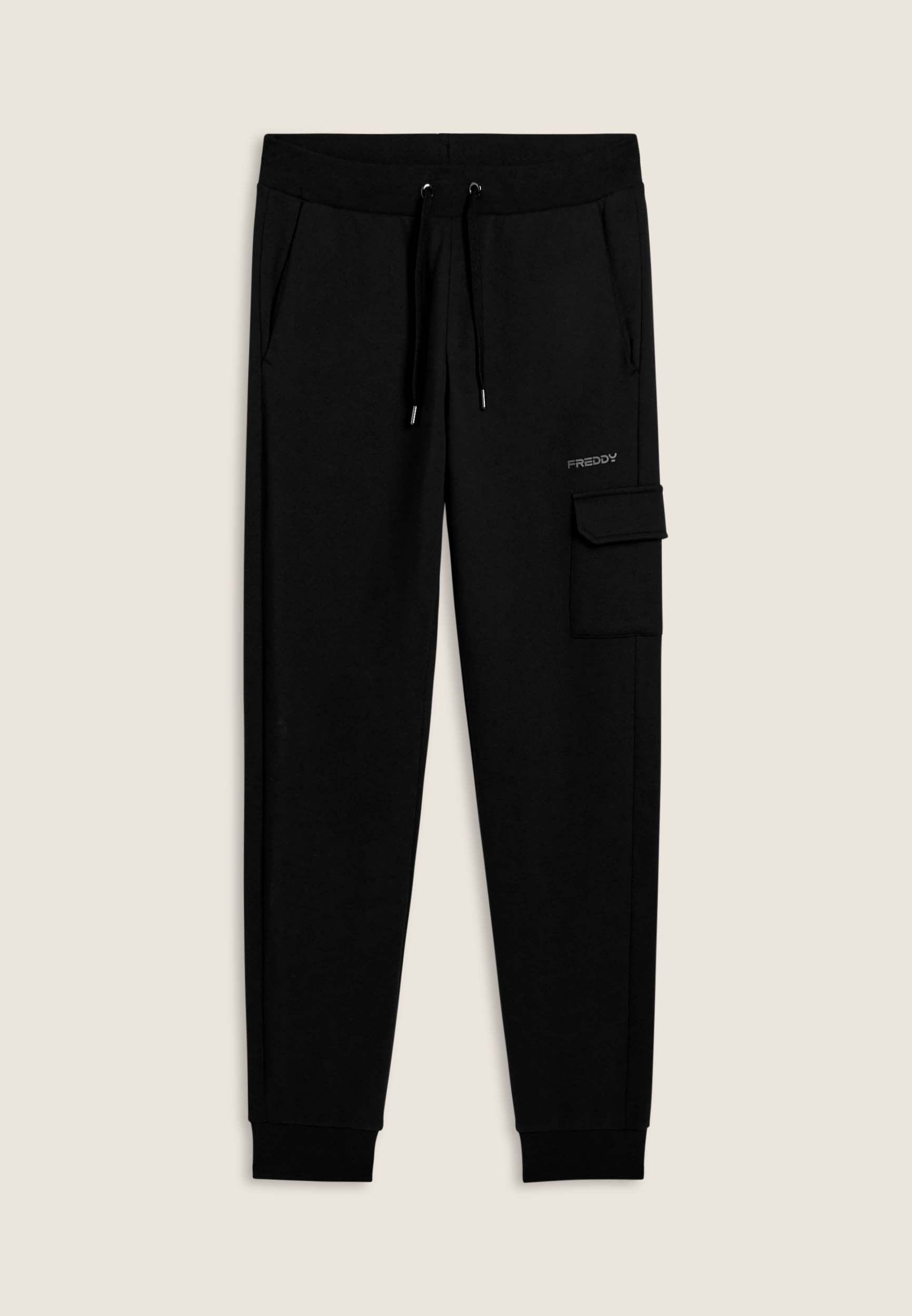 freddy-pantaloni-jogger-uomo-felpa-cotone-tasca-cargo-polsino image 5