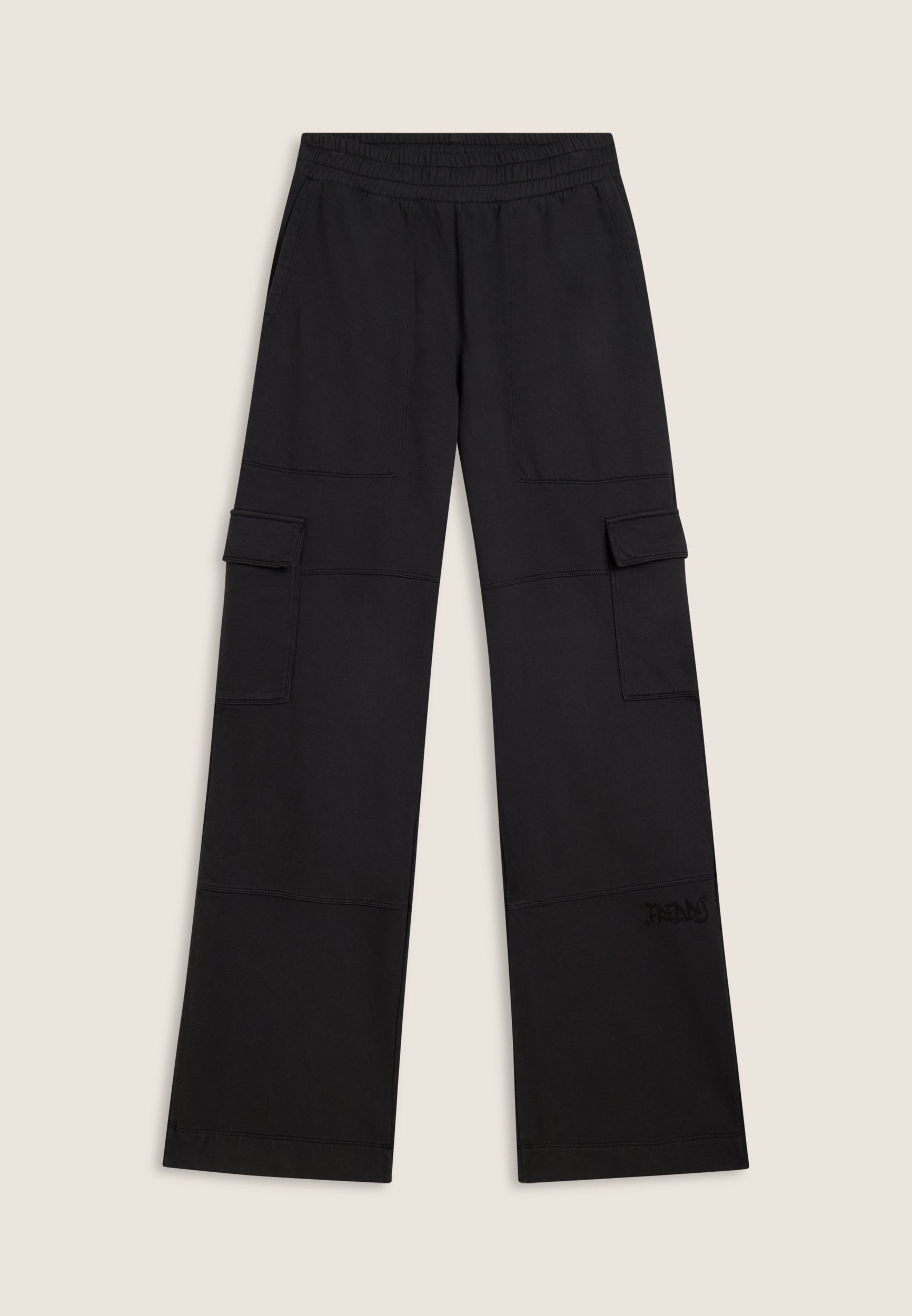 freddy-pantaloni-cargo-wide-leg-in-felpa-con-tasconi image 5