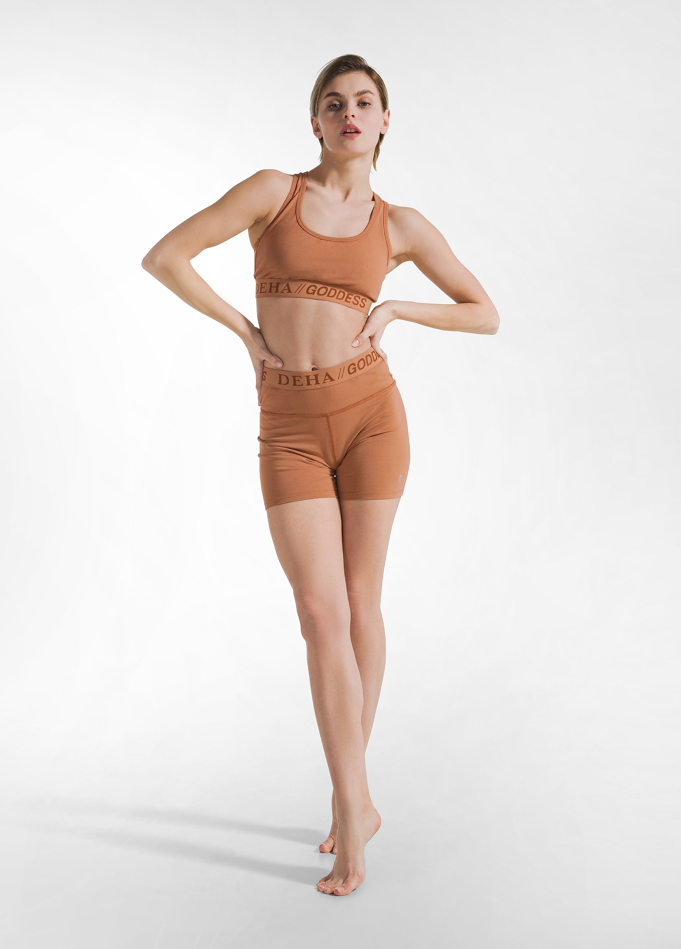 deha-pantaloncino-sportivo-jersey-stretch-marrone image 1