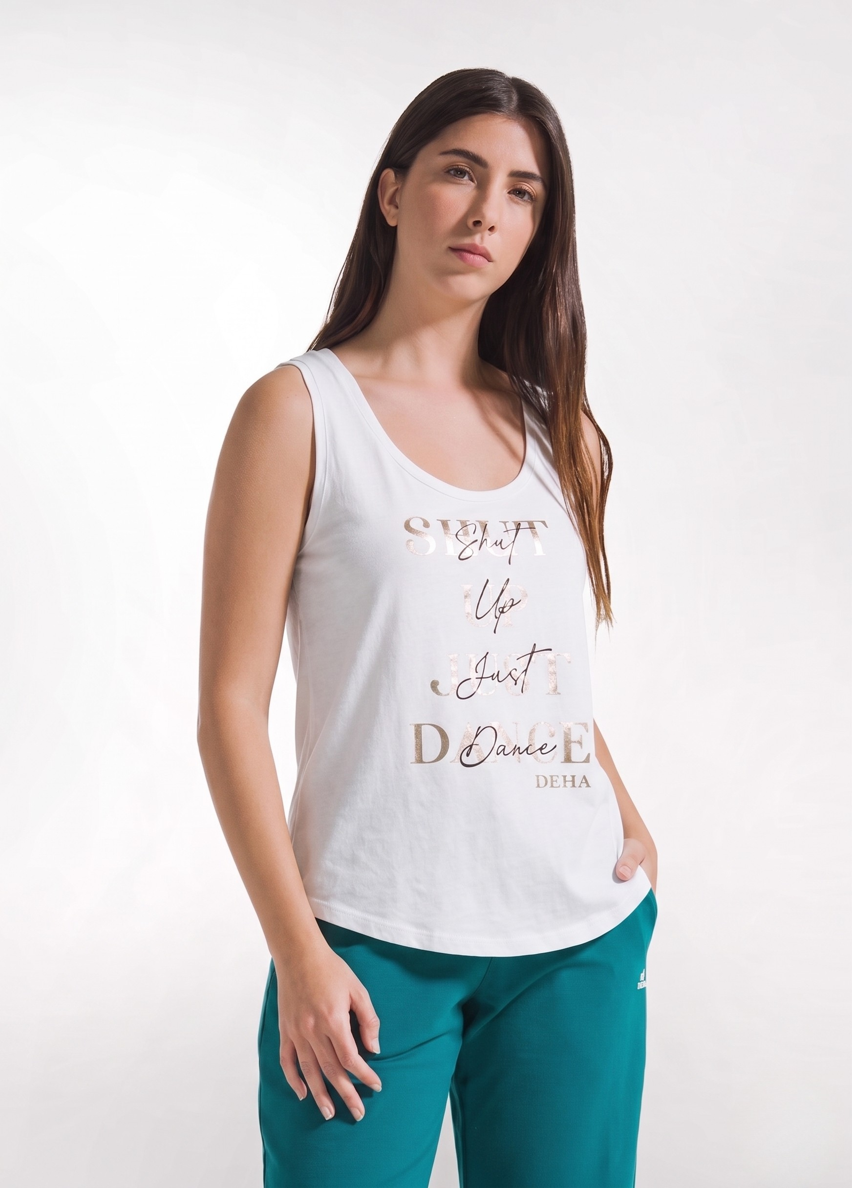deha-d42402-top-con-stampa-grafica-in-jersey-organico-bianco image 1
