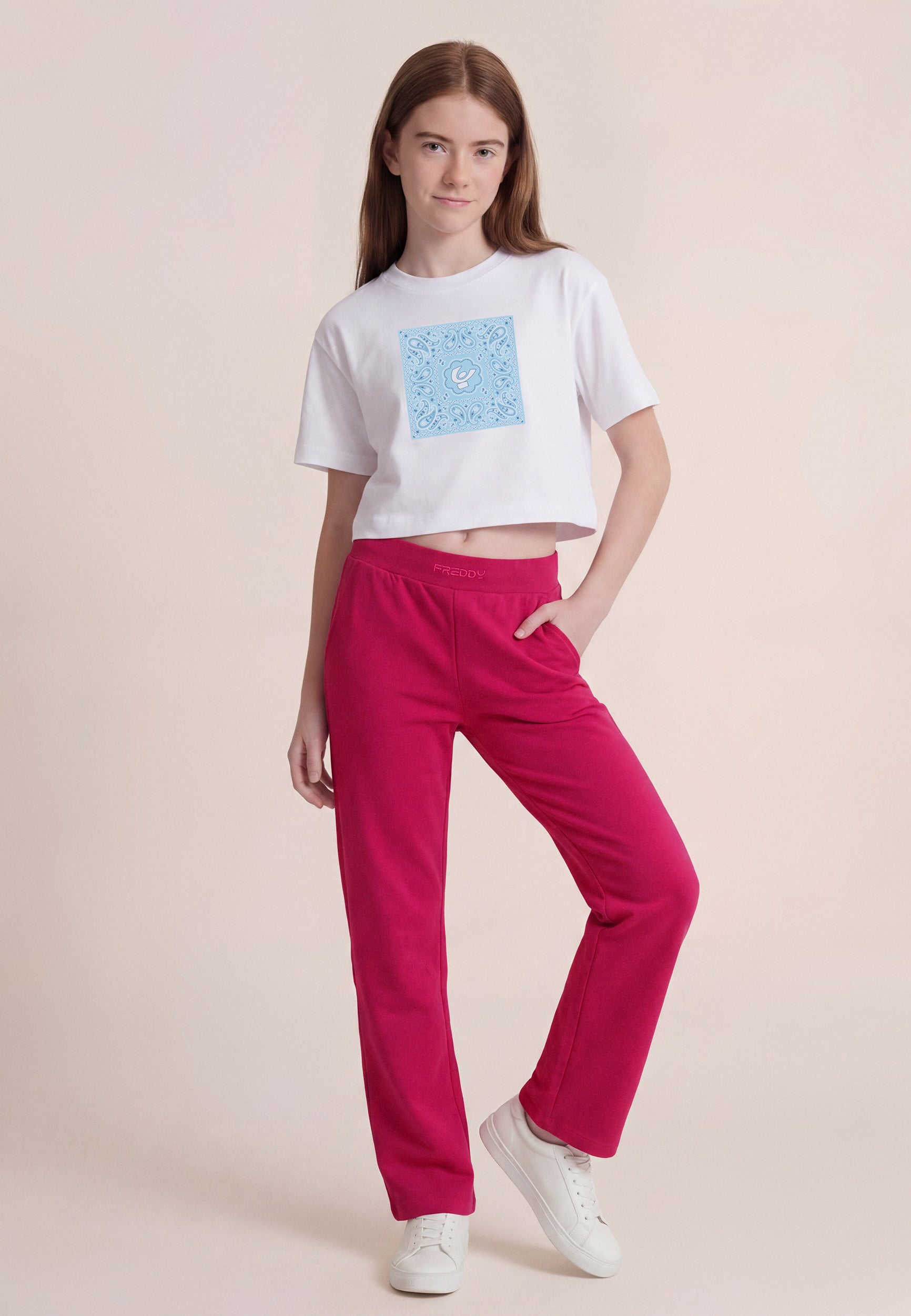 freddy-leggings-flare-bambina-e-ragazza-con-logo-ricamato image 2