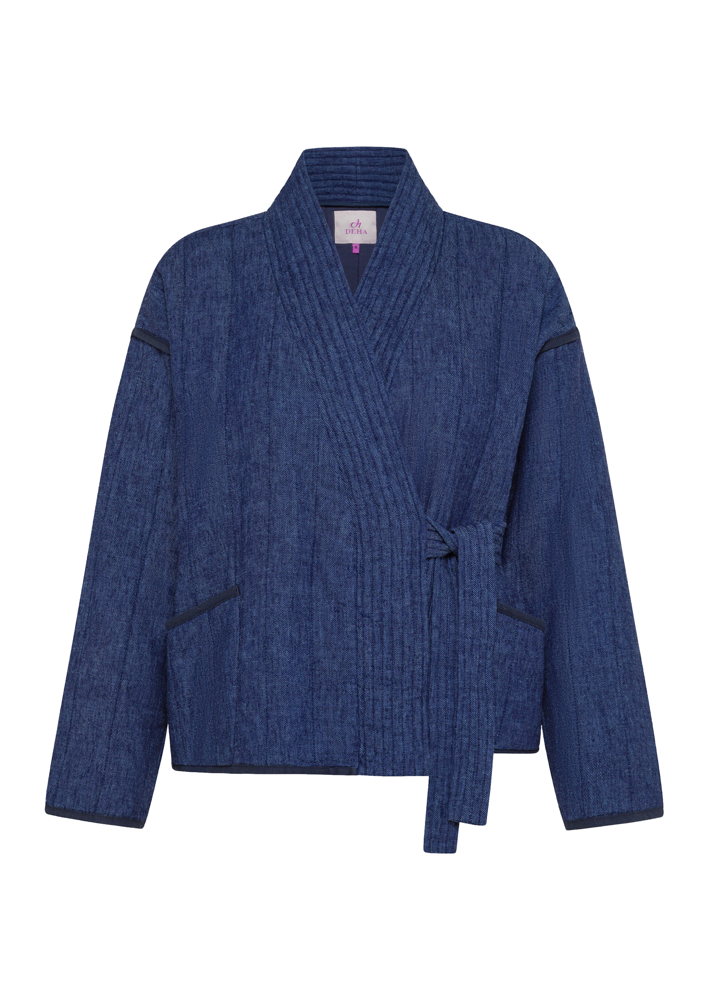 deha-kimono-denim-misto-lino-imbottito-blu image 3