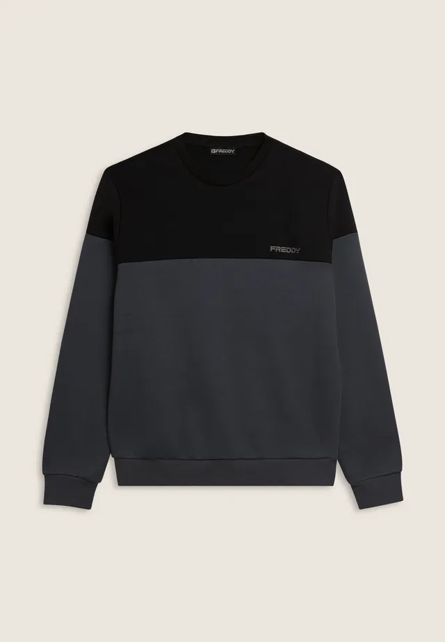 freddy-felpa-girocollo-uomo-colour-block-spalle-a-contrasto image 1