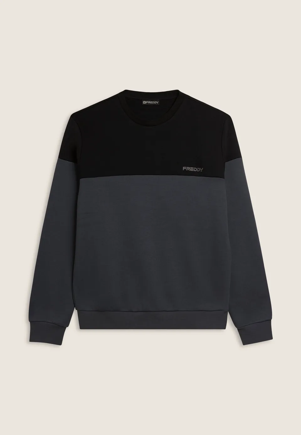 freddy-felpa-girocollo-uomo-colour-block-spalle-a-contrasto image 1