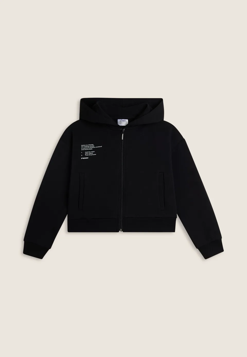 freddy-felpa-con-cappuccio-e-zip-stampa-laterale-comfort-fit image 1