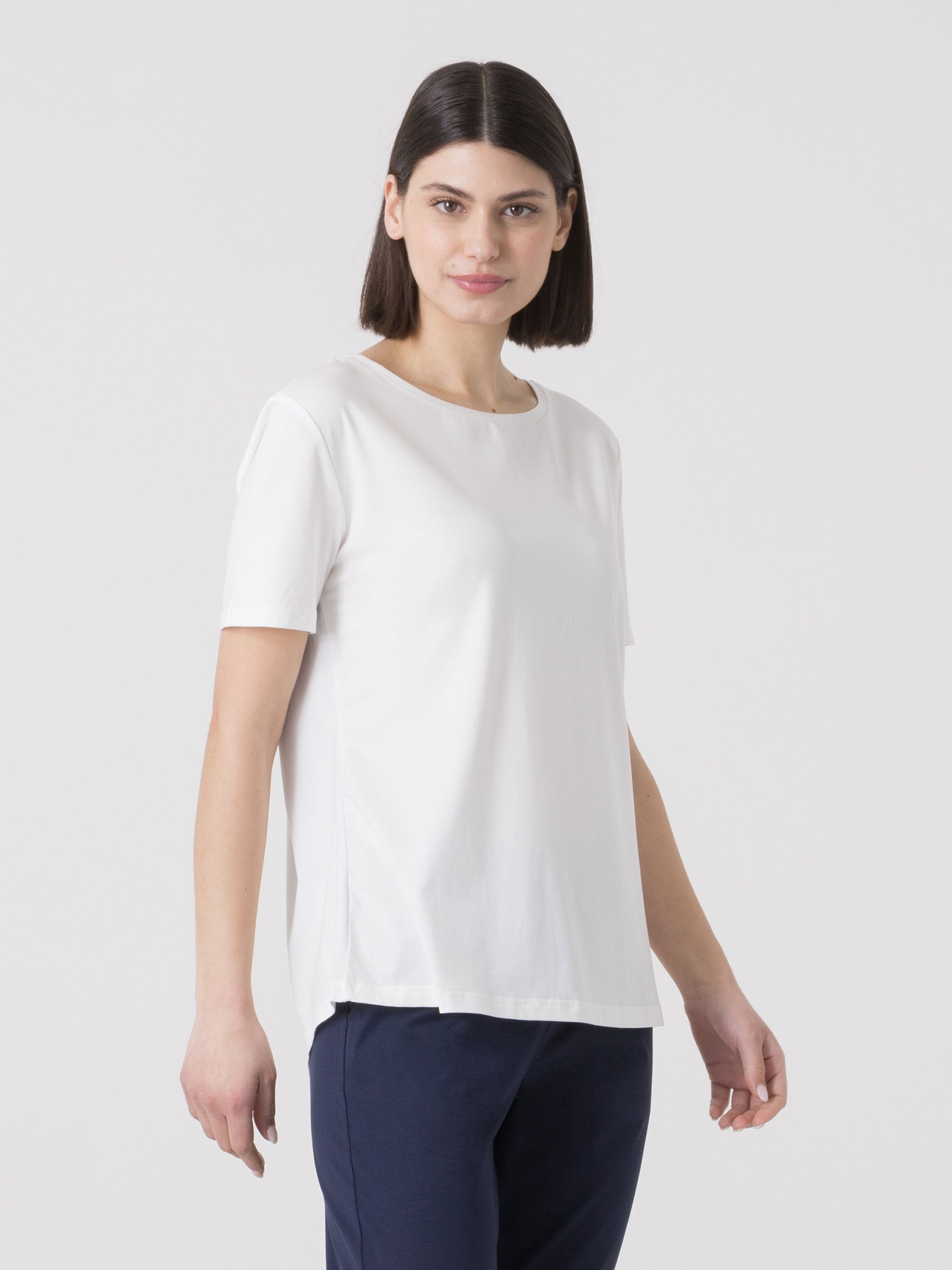 dimensione-danza-t-shirt-donna-modal-jersey-stretch-con-inserto-georgette image 2