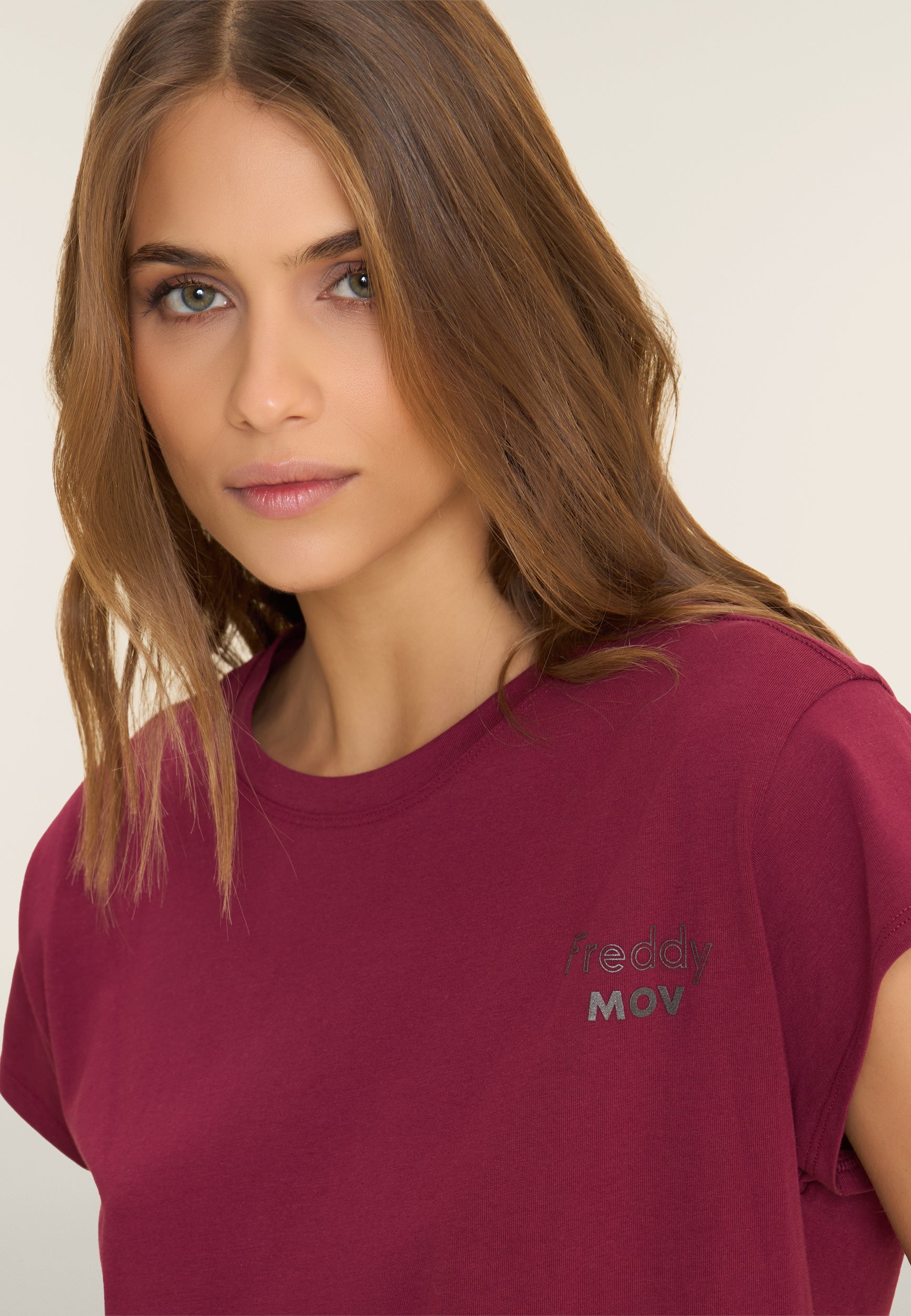 freddy-t-shirt-donna-regular-fit-manica-ad-aletta-cotone image 4